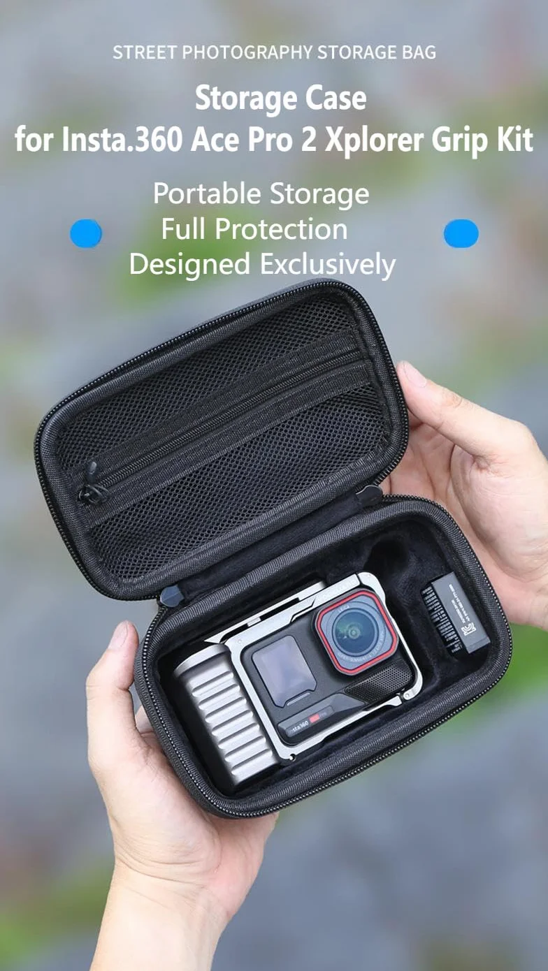 Futerał do Insta.360 Ace Pro 2 Xplorer – wodoodporny, odporny na wstrząsy, kamera do przechowywania, uchwyt, baterie i adapter szybkiego zwalniania