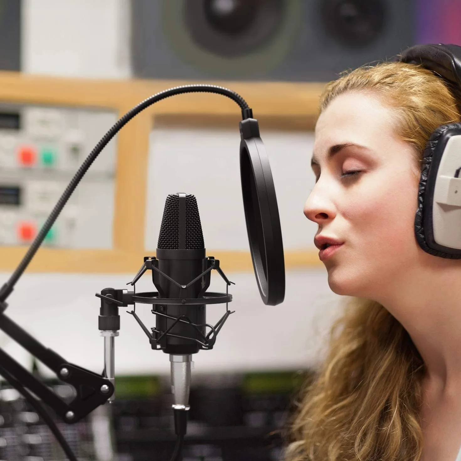 TONOR XLR mikrofon kondensatorowy kardioidalny zestaw z ramieniem T20, uchwyt wstrząsowy do nagrywania, studia, YouTube