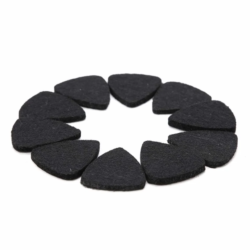 Dilwe 10 szt. plektronów z filcu wełnianego 3 mm do gitary ukulele (czarne)