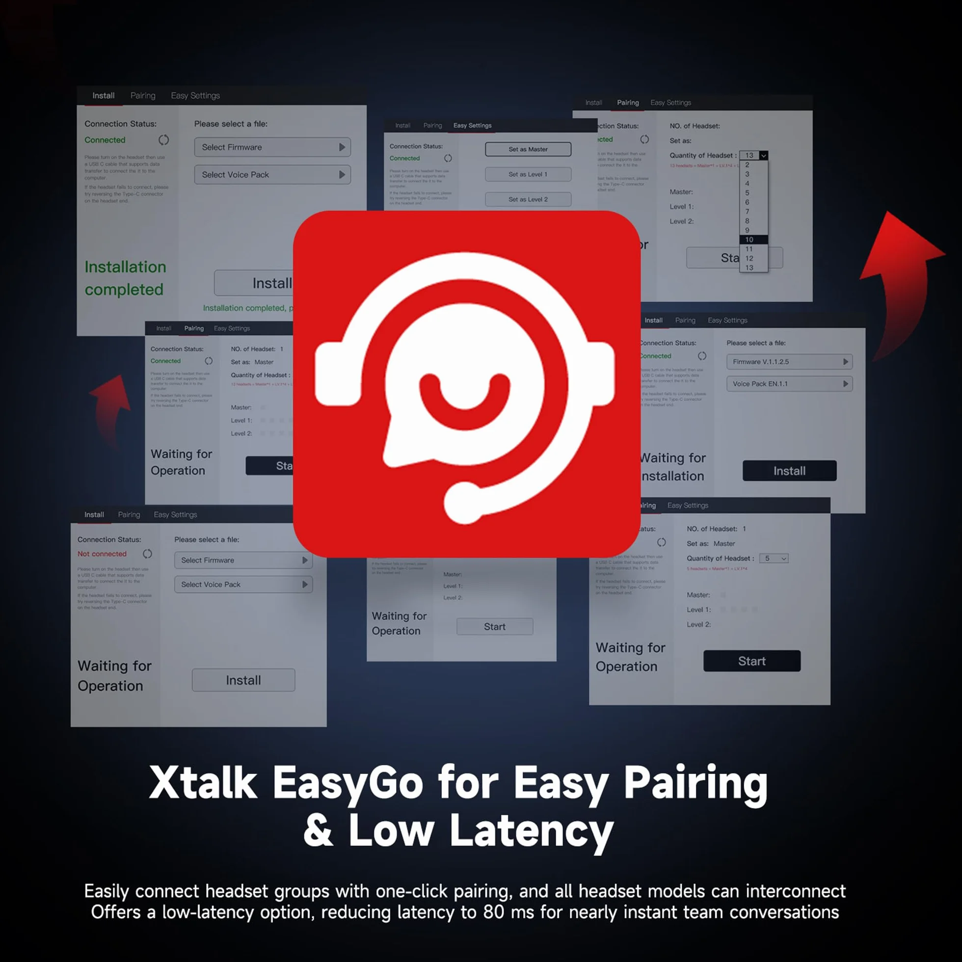 SYNCO XTalk bezprzewodowy system interkomowy ze słuchawkami, losowy projekt do kręcenia filmów, pokazów scenicznych i występów scenicznych (XTalk X5 (5 szt.)