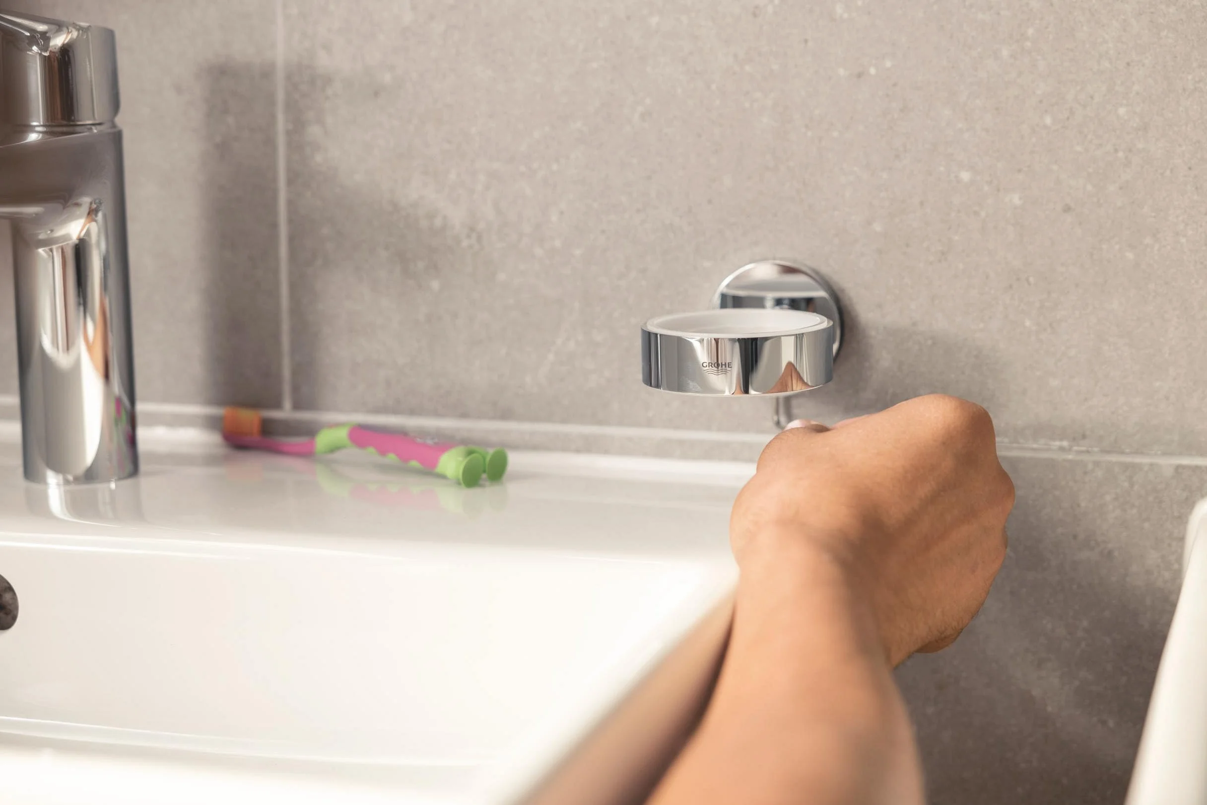 GROHE Zapasowa płyta montażowa do wiercenia lub klejenia, pasująca do akcesoriów łazienkowych GROHE Quickfix, klejona, 40917000