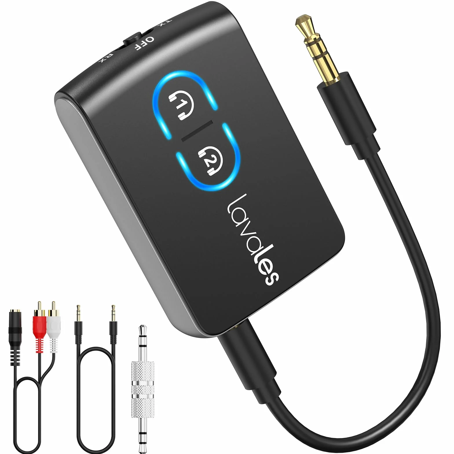 Transmetteur Récepteur Bluetooth 5,3 Pour TV, adaptateur Bluetooth Audio RCA 3,5 mm Jack, Aptx Faible Latence, Audio HiFi Double Link Pour Ordinateur Portable/Avion/Enceinte