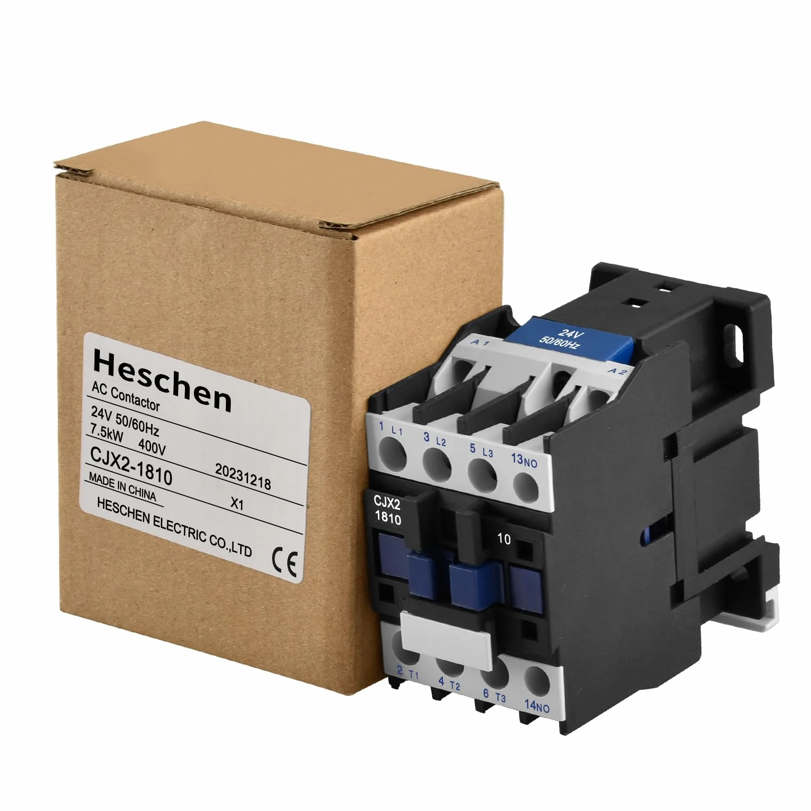 Heschen CJX2-1810 24V 50/60Hz Cewka 3P 3-biegunowa normalnie otwarta Ie 18A Ue 380V