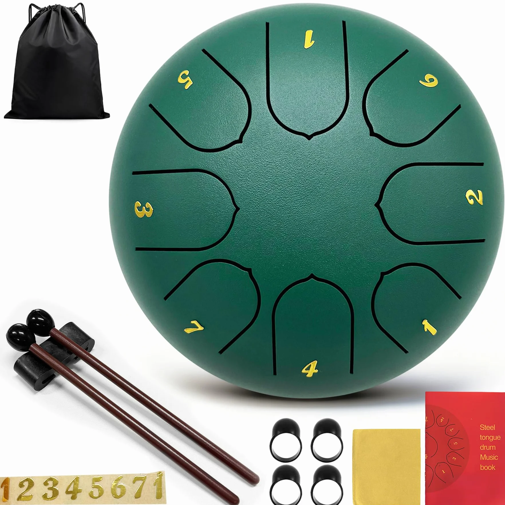 Rain Zewnętrzny bęben Zen, przenośny ręcznik, metalowy instrument perkusyjny, bęben czakry, stalowy bęben, muzyka zewnętrzna (8 tonów, 6 cali)