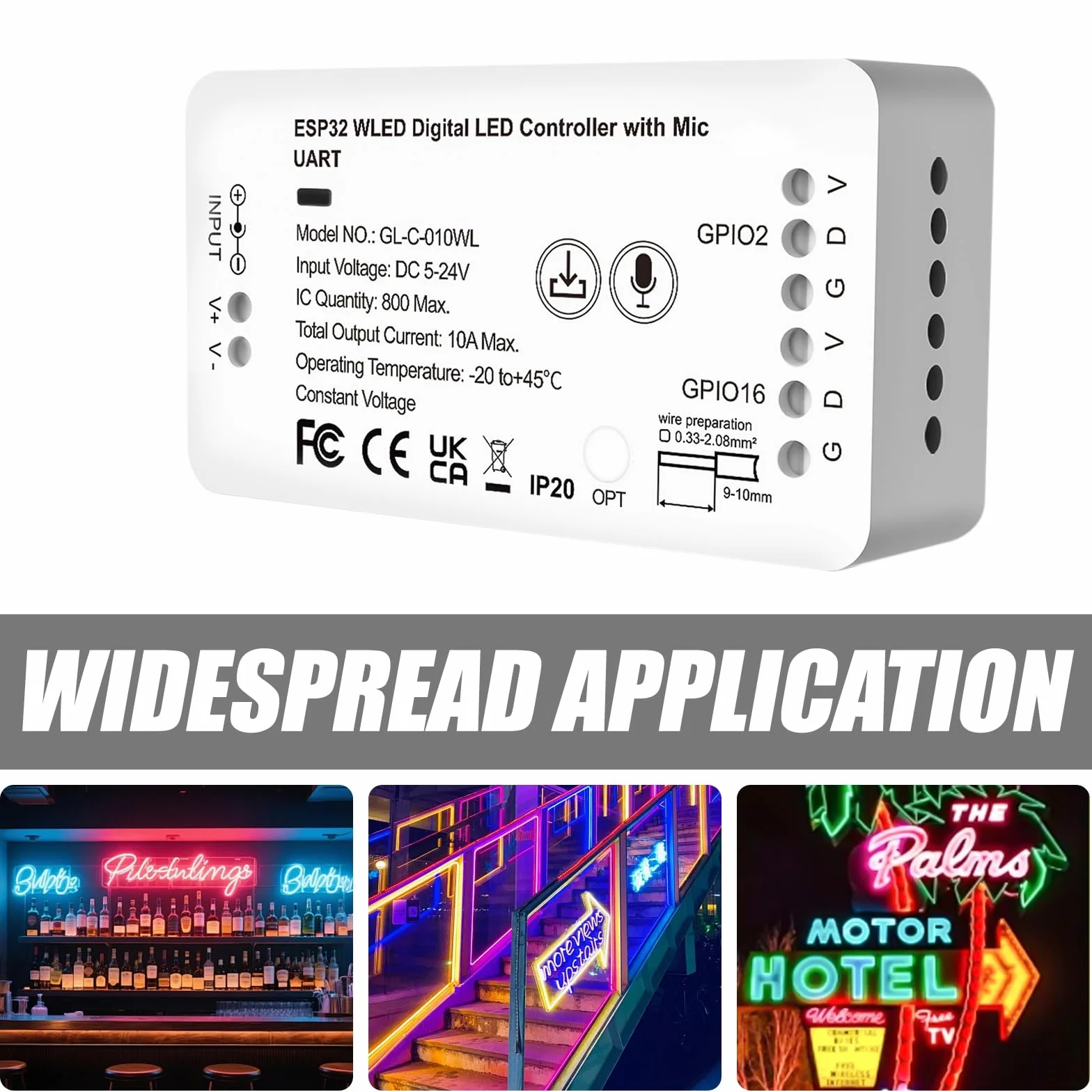 Kontroler WLED ESP32 do taśm LED WS2812B WS2811 SK6812 z mikrofonem