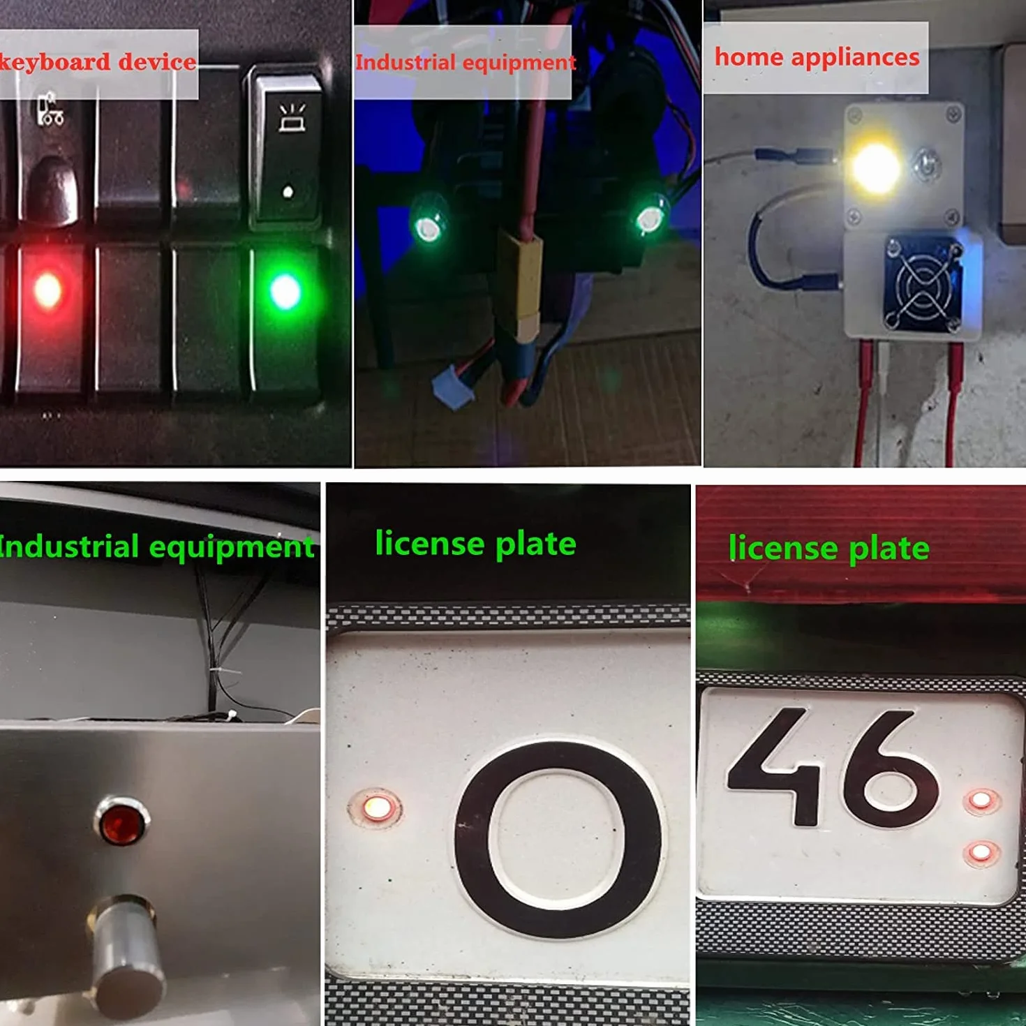 GUUZI 12mm Lampka Kontrolna LED 12-24V Wodoodporna Lampka Sygnalizacyjna Panel Metalowy Wskaźnik LED Lampka Sygnalizacyjna Mocowanie Panelu Głowica Płaska z Przewodami Srebrny Skorupa(Zielony, 4 szt)