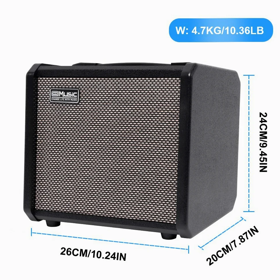 TS20 wzmacniacz basowy combo 20 W – czarny, odpowiedni do gitary basowej, z 2-letnią , głośnik 6,5 cala, obwód nadbieg, przełącznik konturowy Mid-Scoop