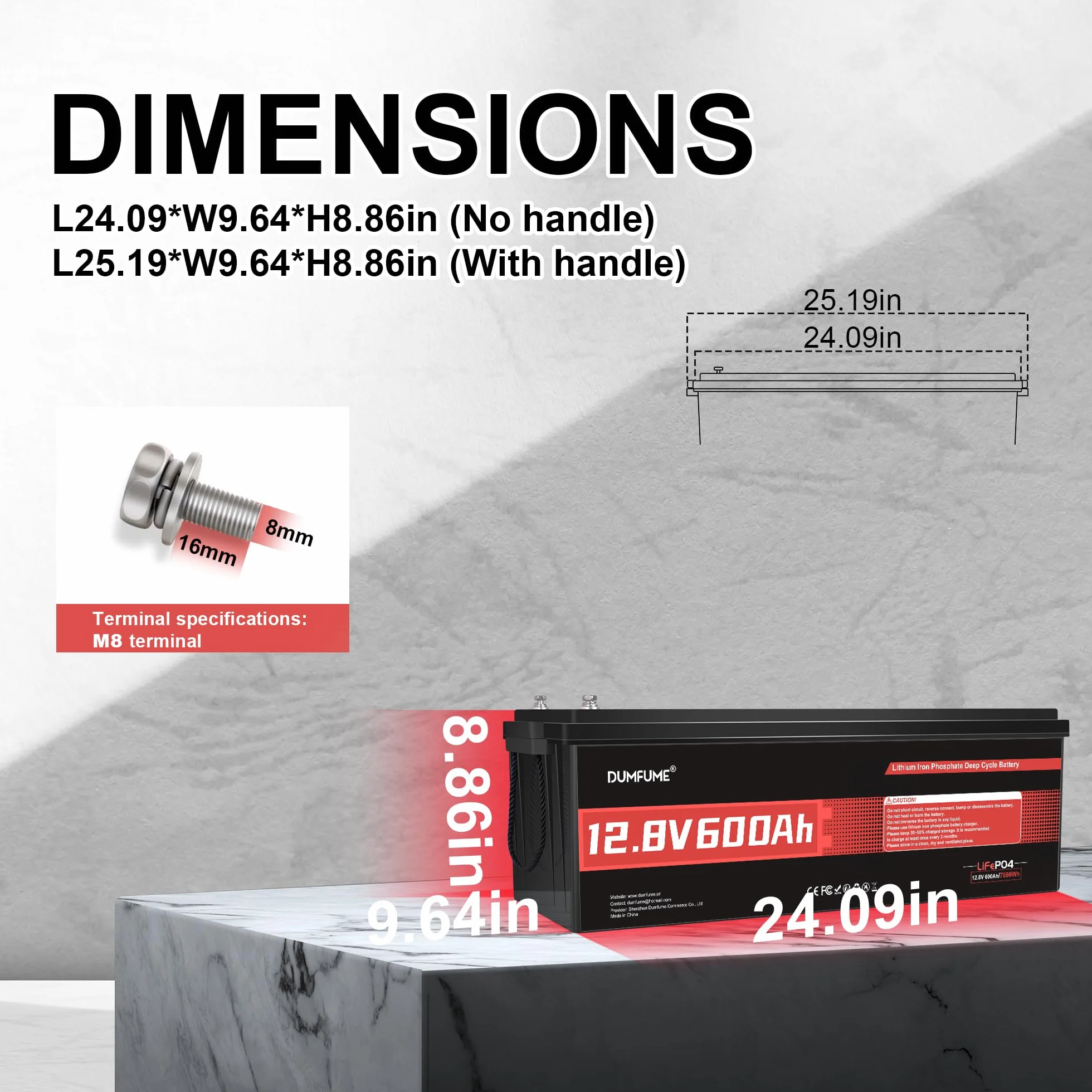 12V 600Ah Bateria LiFePO4, Wbudowany BMS 200A, Ochrona przed Niską Temperaturą, 6000+ Głębokich Cykli, 7200Wh Akumulator dla Kampera, Instalacji Solarnej, Off Grid, Domowego Magazynu Energii