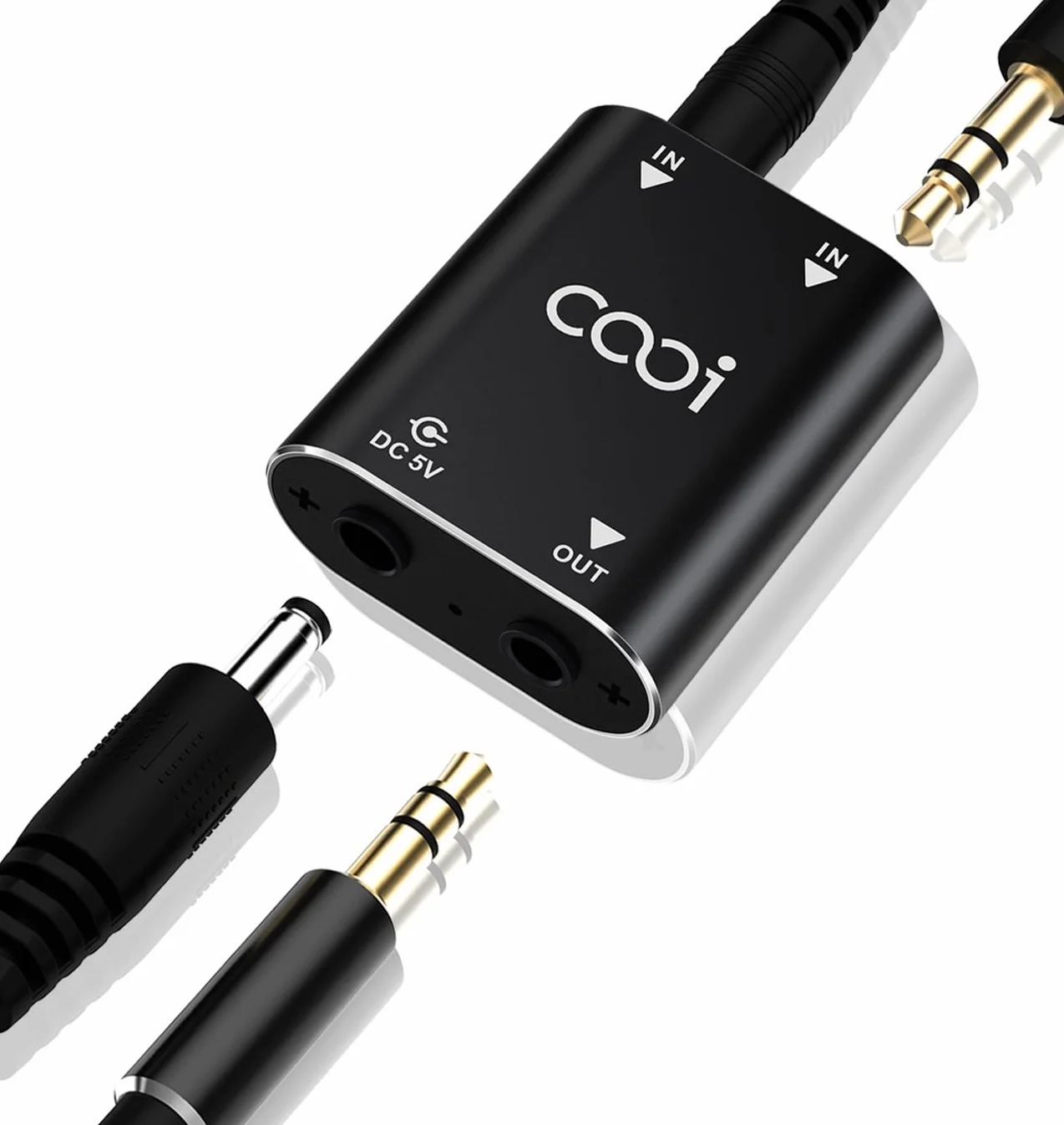 2-kanałowy mikser audio stereo - metalowa obudowa, obsługa interfejsu AUX, 2 wejścia i 1 wyjście, mini mikser dźwięku stereo z 1-metrowymi kablami audio - do komputera PC, telefonu, laptopa, słuchawek