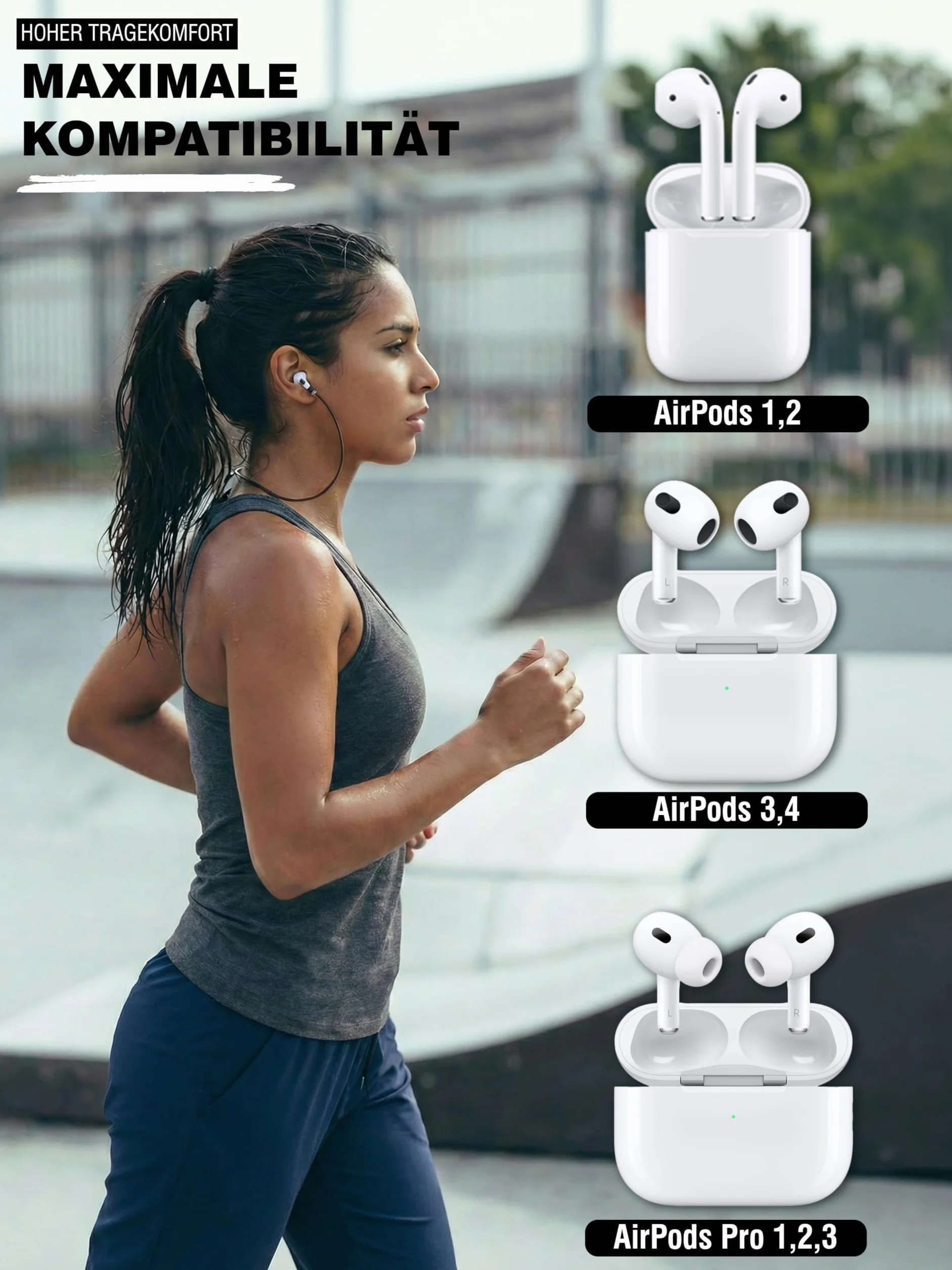 rootful.® 2-częściowy zestaw magnetycznych silikonowych pasków, kompatybilnych z Apple AirPods (1–4) i AirPods Pro (1–2) – niezawodne akcesorium do sportu i podróży