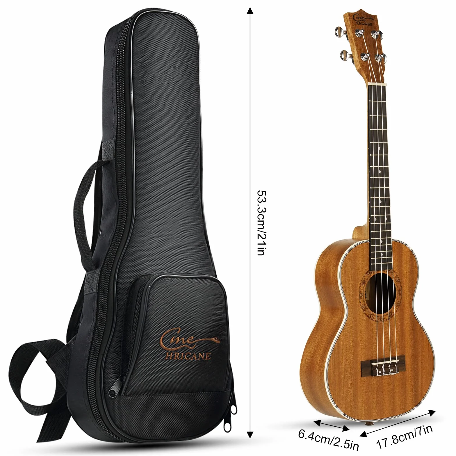 Sapele Ukulele sopranowe, zestaw startowy dla dzieci i dorosłych, 50 cm, z torbą, tunerem, nylonowymi strunami, pickiem, paskiem, mała gitara hawajska