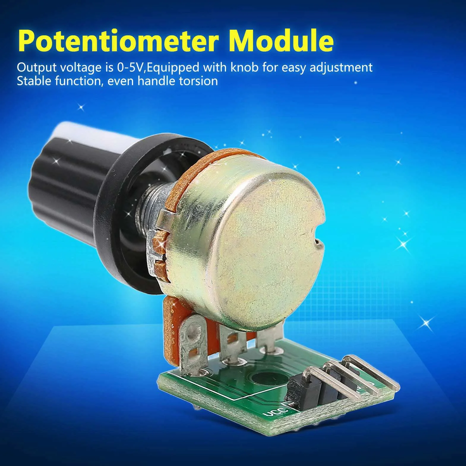 10 K Ohm Potencjometr Obrotowy Moduł Potencjometru Regulowany Rezystora 3 Pinowy Wyjście Analogowe 0-5 V