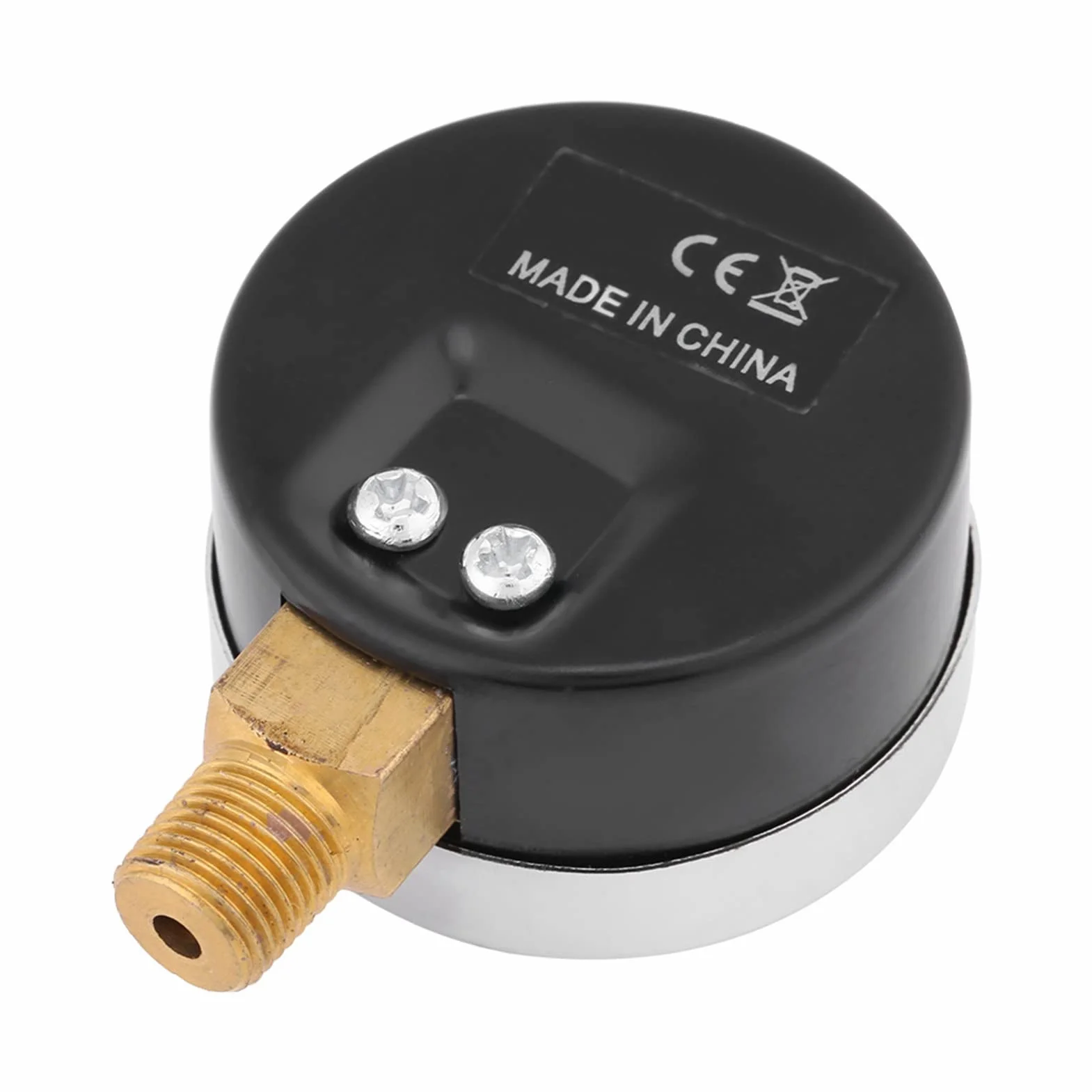 Manometr Tarczowy z Tylnym Przyłączem 1/4 BSP do Powietrza, Wody, Oleju i Gazu Obudowa ze Stali Mechaniczny Manometr 0-2 Bar / 0-30 Psi