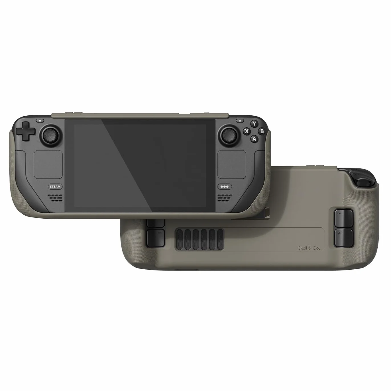 Skull & Co. GripCase SD for Steam Deck and Steam Deck OLED: A Soft Protective Case with Textured Grips Full Protection and Stand, Absorption Non-Slip and Anti-Scratch Cover Design - Coyote Gray