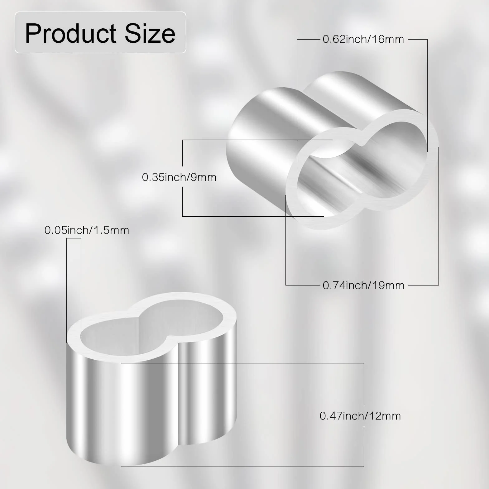 30 sztuk aluminiowych pętli zaciskowych, zaciski kostne, podwójne tuleje do zacisków linowych i tulejek zaciskowych 8,5 mm, zaciski zaciskowe do linki gumowej, linki plandekowej, nierdzewne i wytrzymałe zaciski linowe tuleje zaciskowe