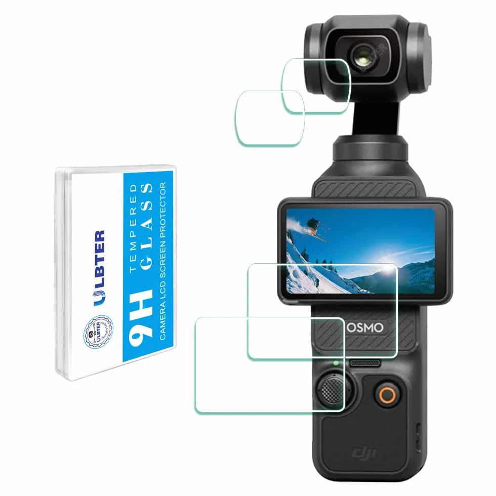 ULBTER Osłona ekranu obiektywu do DJI Osmo Pocket 3 / Pocket 4 [2+2], 0,3 mm szkło hartowane 9H
