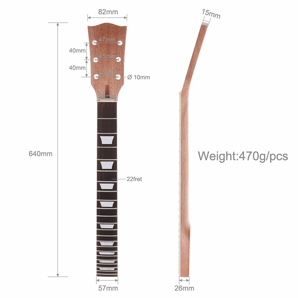 Alnicov Szyja do gitary elektrycznej DIY do Gibson LP części zamienne 22 progi mahoń szyja palisander podstrunnica z białymi trapezowymi kropkami wkładka naturalna