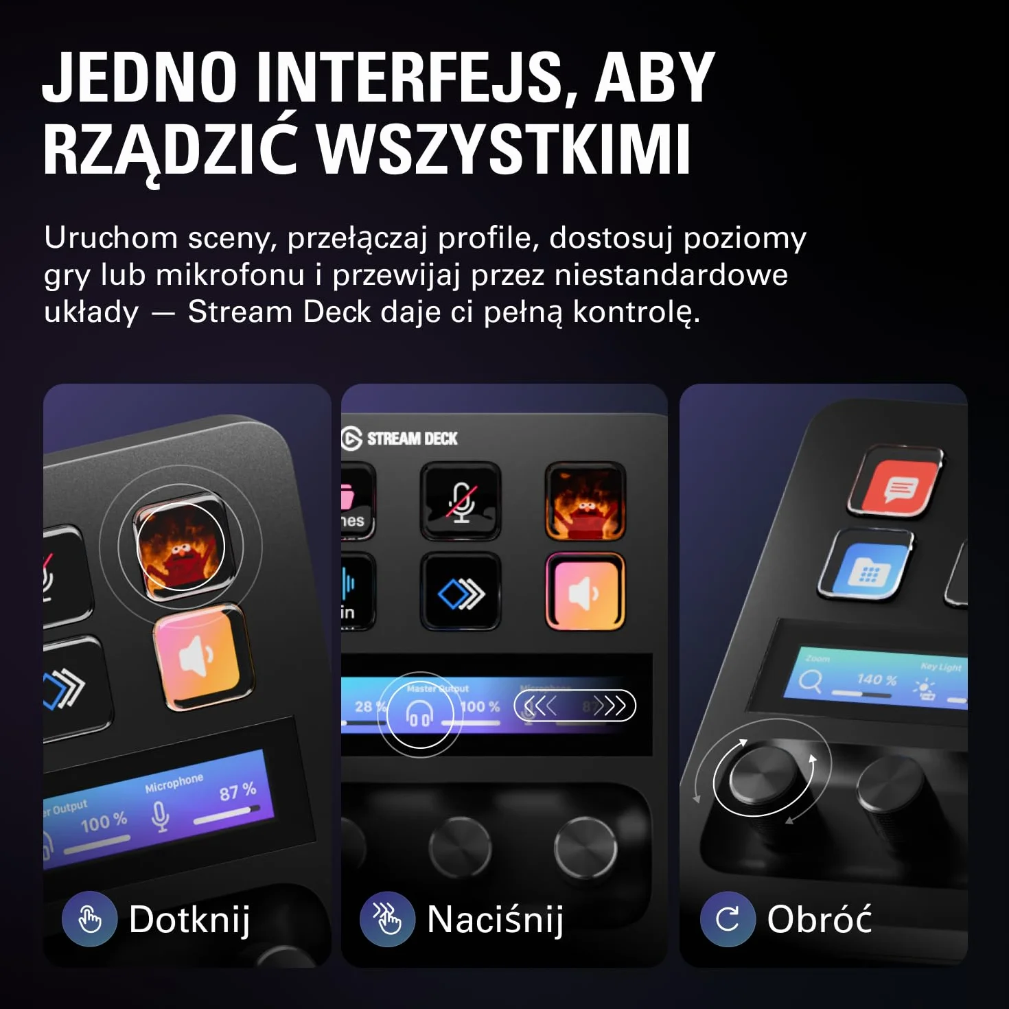 Elgato Stream Deck +, mikser audio, kontroler do produkcji na żywo i studyjny do tworzenia zawartości, transmisji i gier, pasek dotykowy, pokrętła i klawisze LCD z możliwością dostosowania, Mac i PC