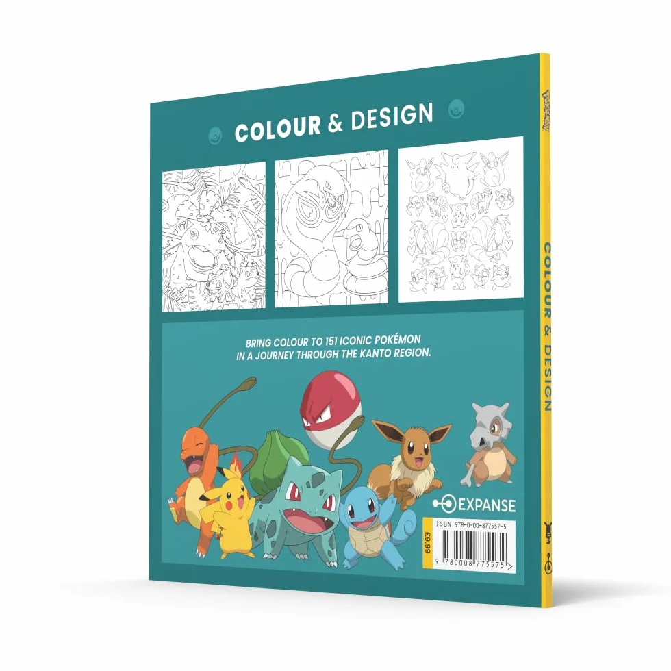 Pokémon Colour and Design: the official Pokémon colouring book for fans of the original game, relaxing and satifying. NEW for 2026!