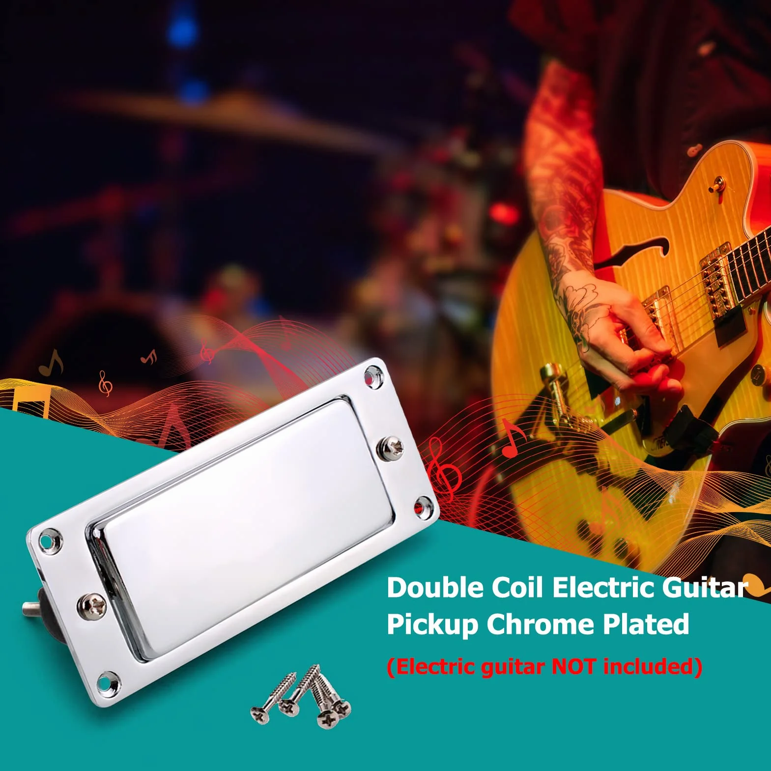 Karlak Zestaw mini Humbucker, kompatybilny z mostkiem gitarowym LP-E, przetwornik dźwięku z podwójną cewką, chromowany