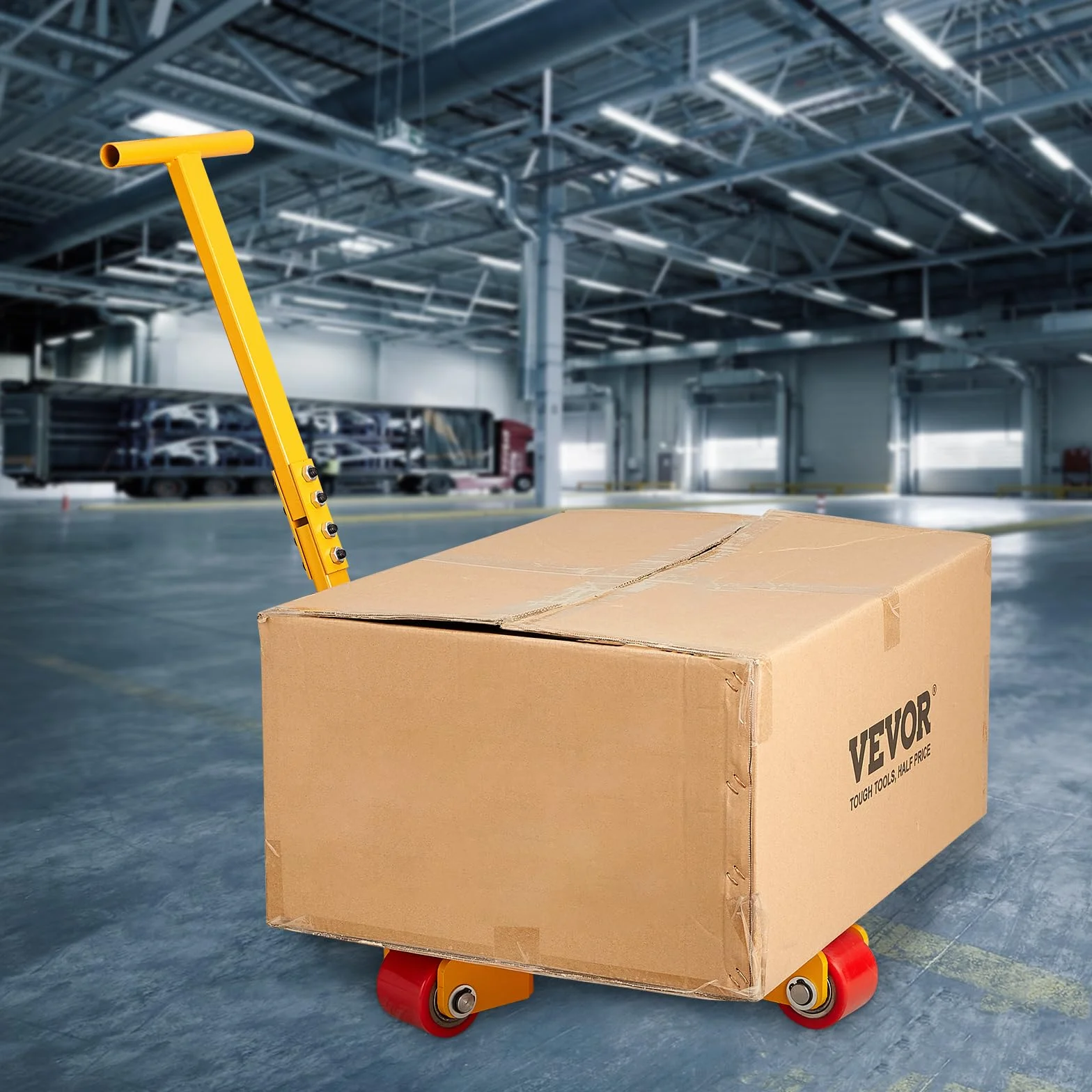 VEVOR 3T Zawieszenie transportowe z uchwytem 425 x 335 x 116 mm, rolki transportowe ze stali węglowej, rolki przemysłowe z 3 x 360° koła PU, średnica 165 x 10 mm, płyta obrotowa, pomoc w transporcie