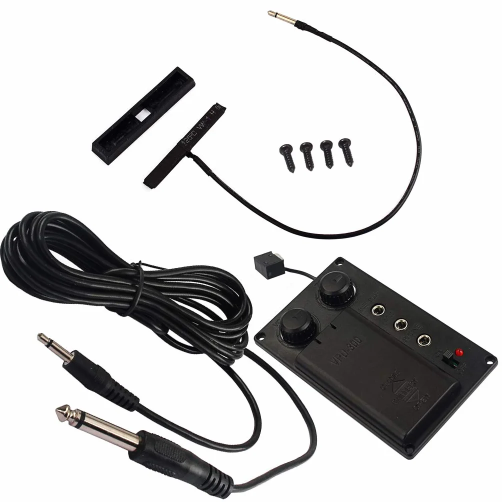 Alnicov Black Electric Violine Silent EQ przetwornik muzyczny piezo z otworem wtykowym kabel skrzypce strój części instrumentów strunowych
