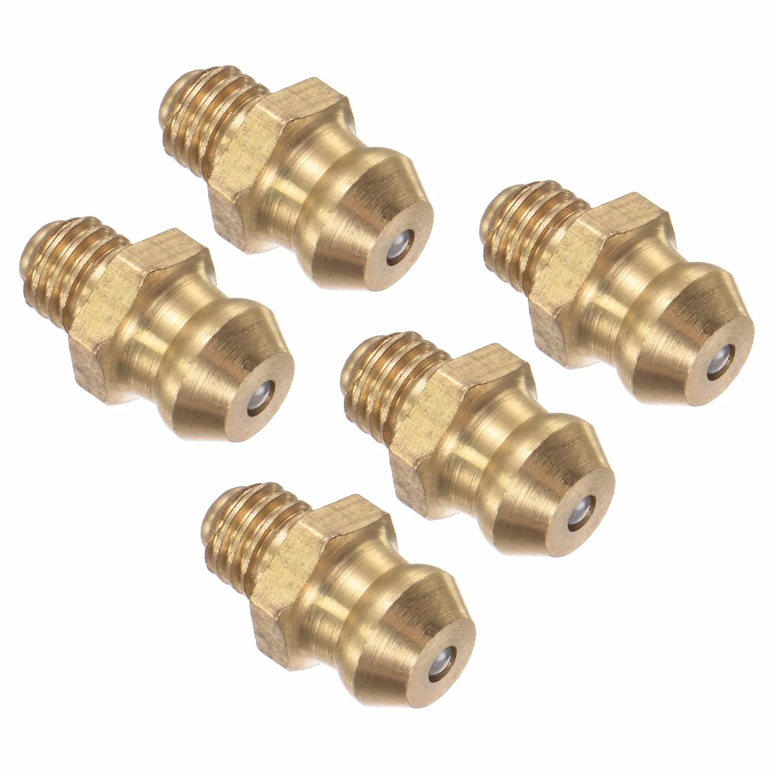Mosiężna złączka smarowa, metryczna M5 x 0,8 mm, złączka do smarowania hydraulicznego - (Zastosowania: do wymiany brakującego lub uszkodzonego złącza olejowego), 5-częściowy
