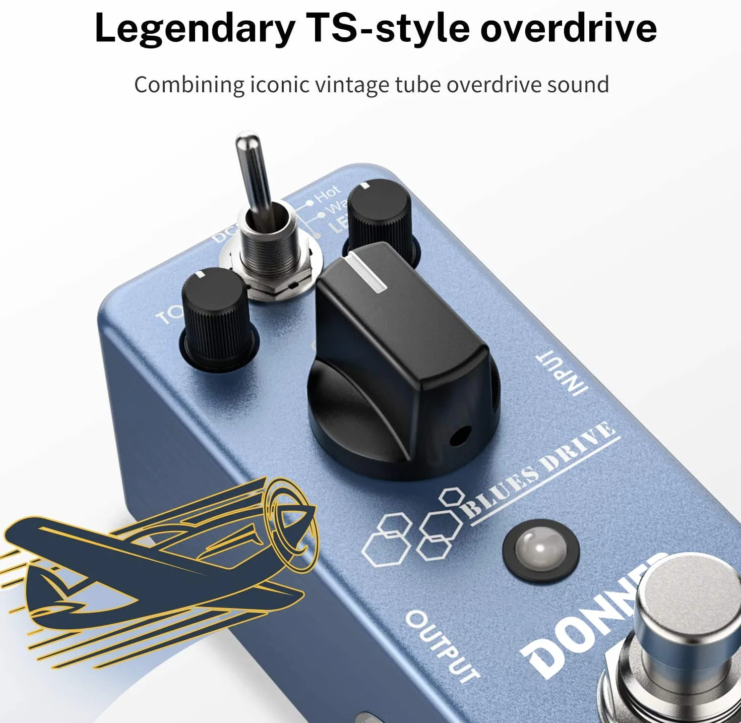Donner Pedał gitarowy Overdrive Blues Drive Vintage Overdrive efekt ciepła / Hot Tryby True Bypass