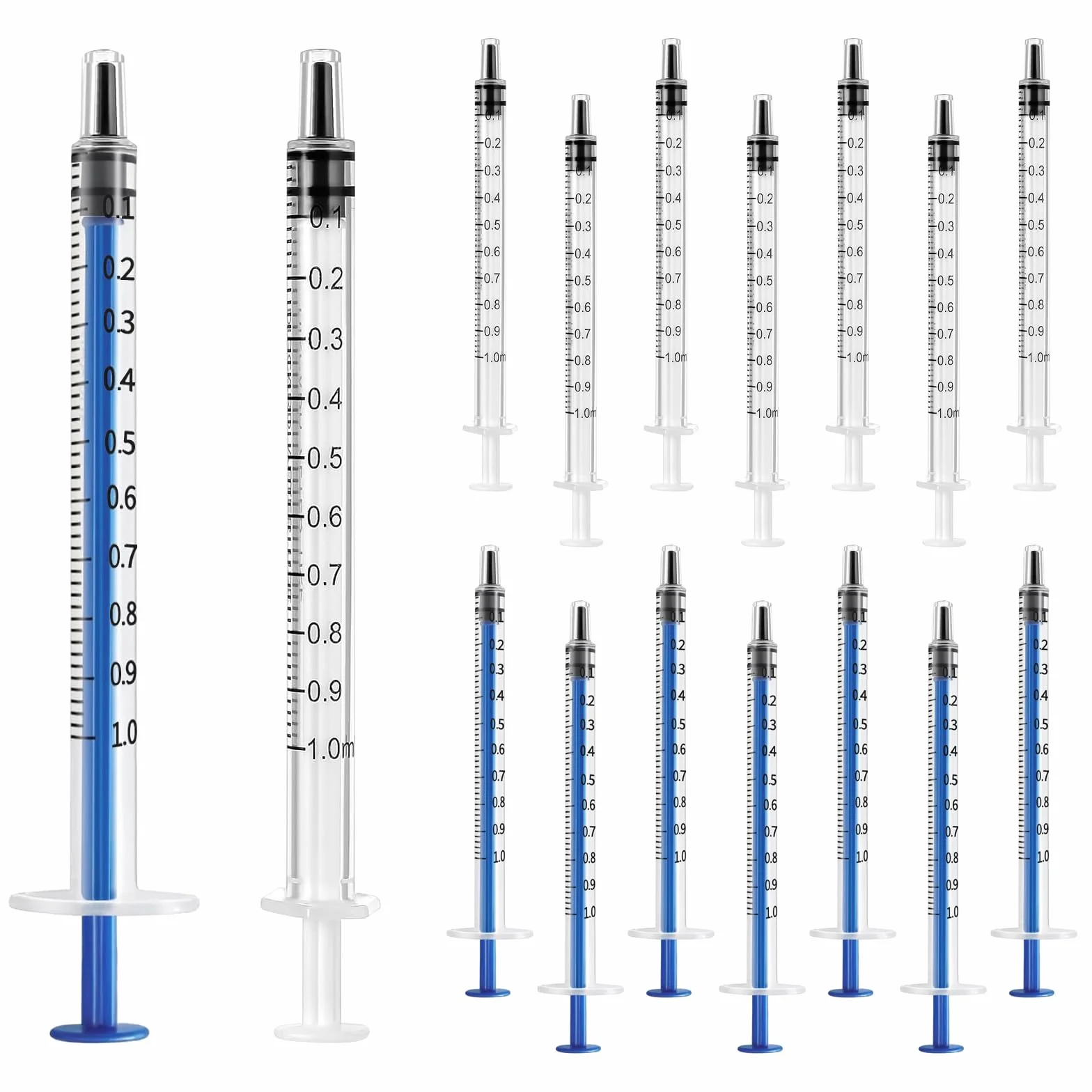 60 sztuk strzykawek 1 ml, sterylne, bez igieł, strzykawki jednorazowe z siarą, 1 ml, z nasadkami do karmienia małych zwierząt, pomiaru płynów i laboratoriów naukowych