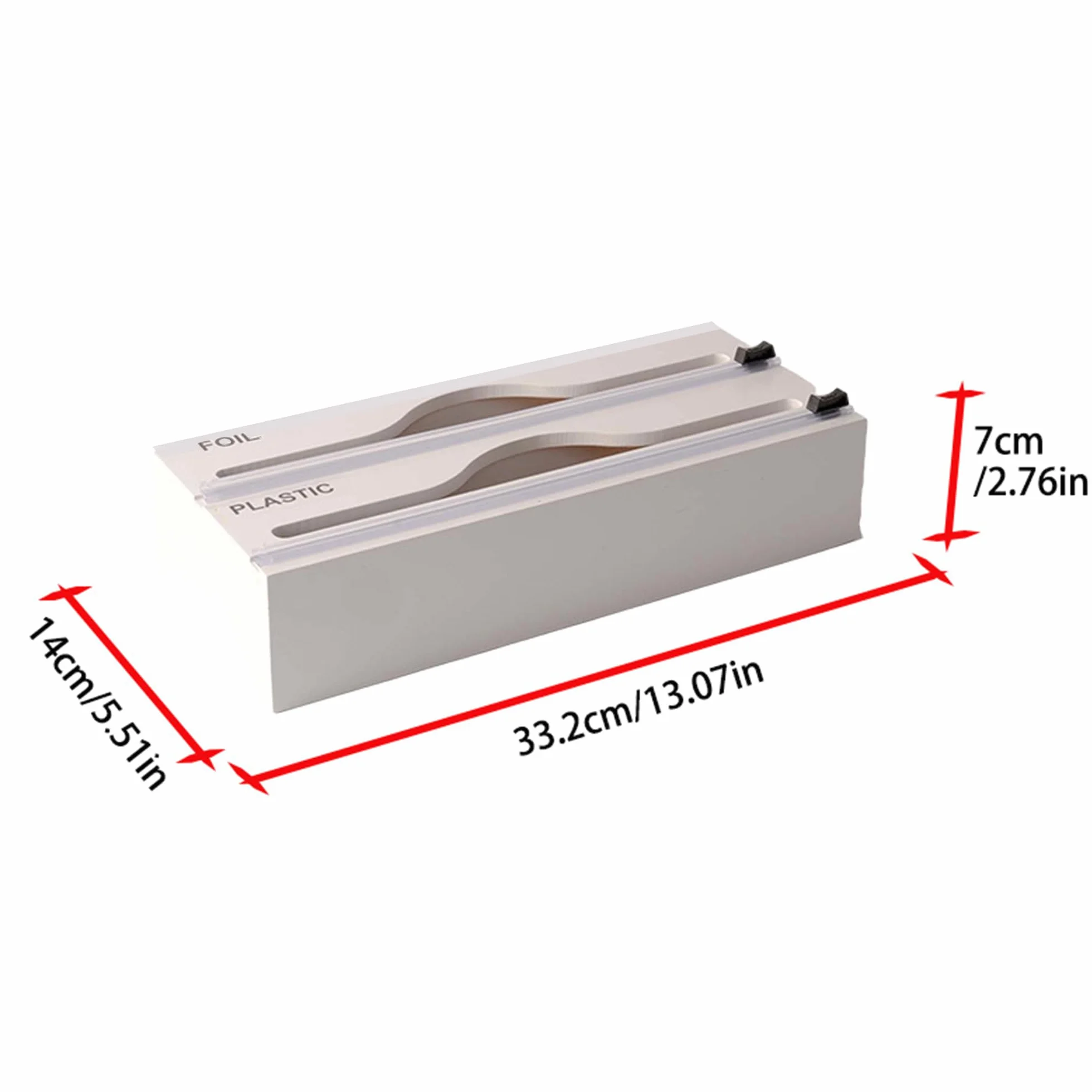 SUQ Wrap Dispenser-Cutter, napełniany dozownik folii cling, przyssawka do cięcia folii plastikowej Żywność Przezroczysta folia i folia do kuchni, restauracja (Dwuwarstwowy biały)