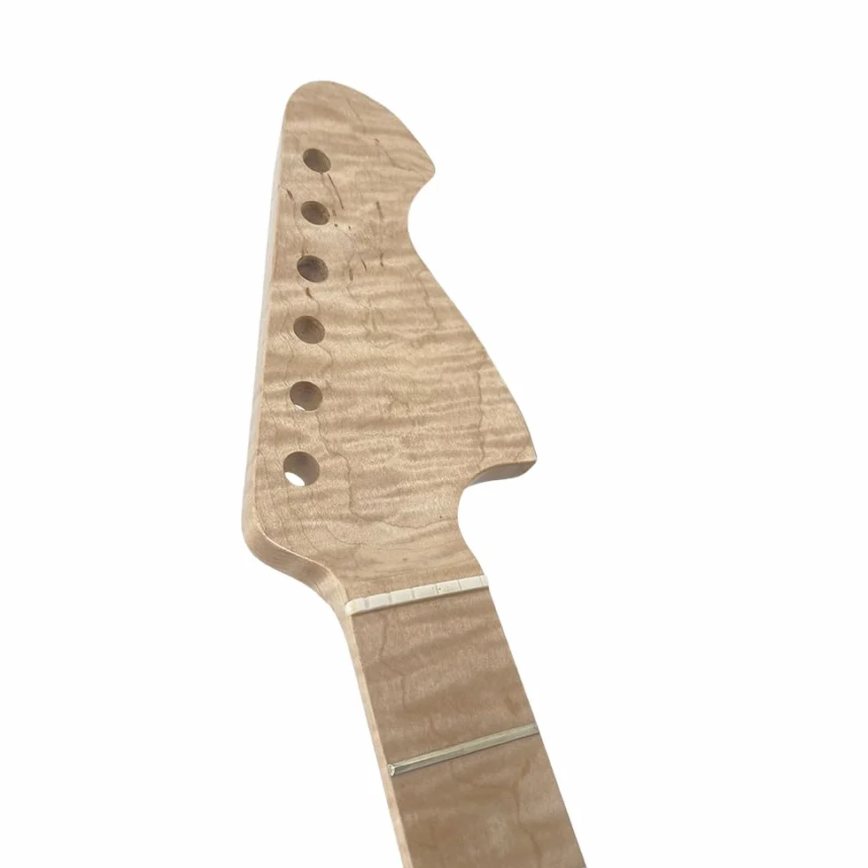 Yinfente Płomień klon gryf gitarowy 21 prog 65 cm błyszczący przezroczysty płaszcz farba perłowa kropka wkładka DIY wymiana gitary (przezroczysta)