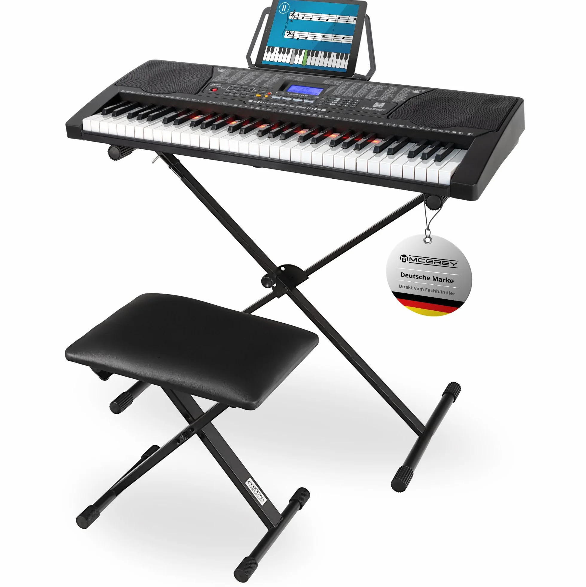 McGrey LK-6150 keyboard 61 klawiszy dla początkujących 255 dźwięków 255 rytmów MP3 czarny