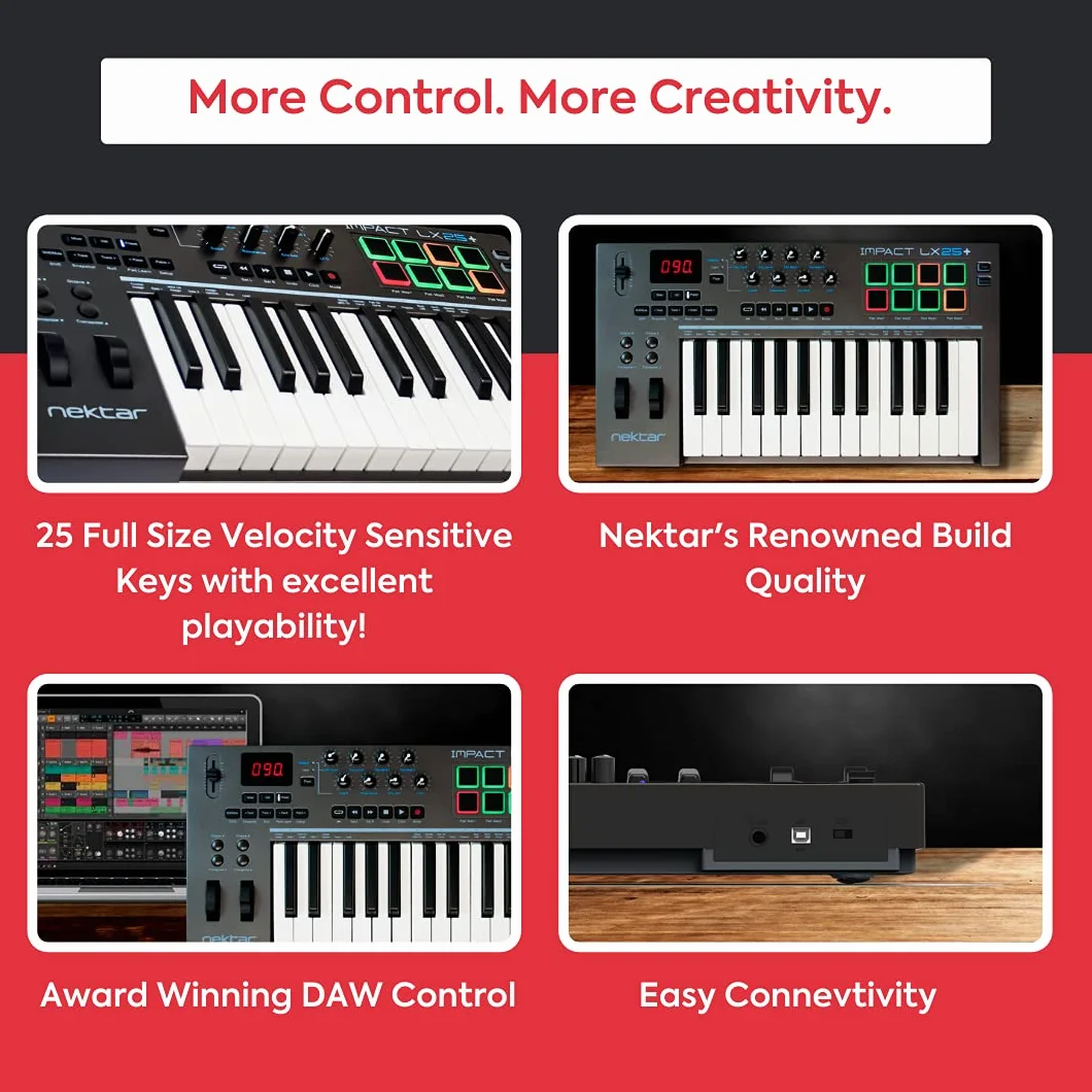 Nektar Impact LX25 Plus 25-klawiszowy kontroler klawiatury MIDI USB