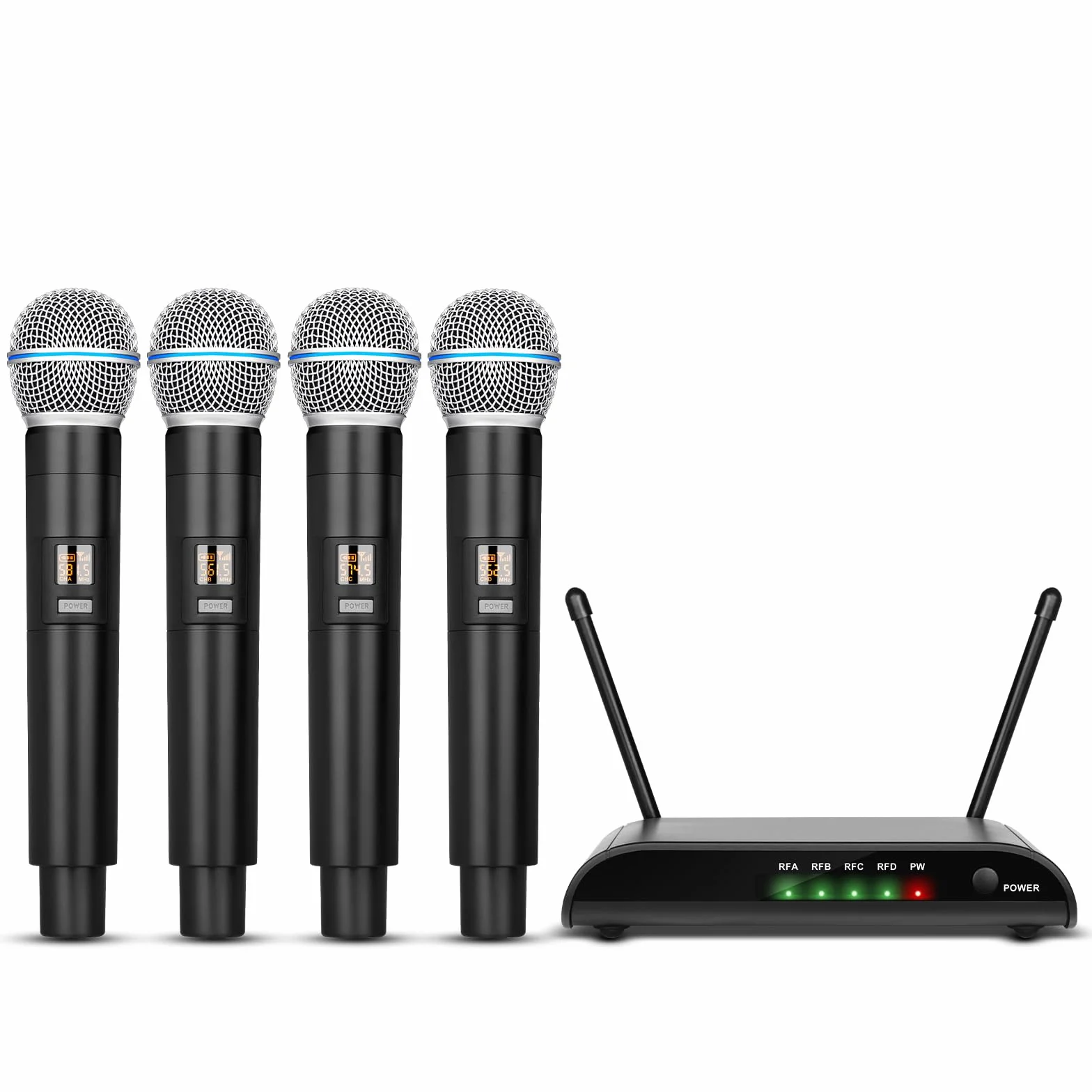 Depusheng R4-Pro mikrofon bezprzewodowy do karaoke, profesjonalny 4-kanałowy ręczny system mikrofonowy, dynamiczny metalowy mikrofon do śpiewu karaoke, kościoła, karaoke, spotkań, przyjęć, kościoła
