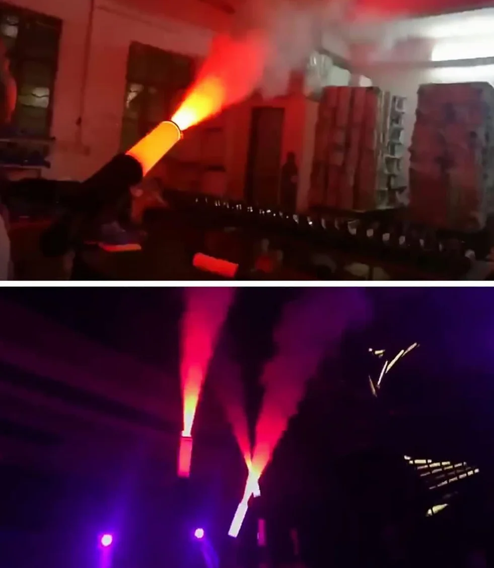 Party LED Cannon CO2 Cryo Pistol DJ Efekt Jet kolorowy z wężem gazowym Fogger Smoke Gun