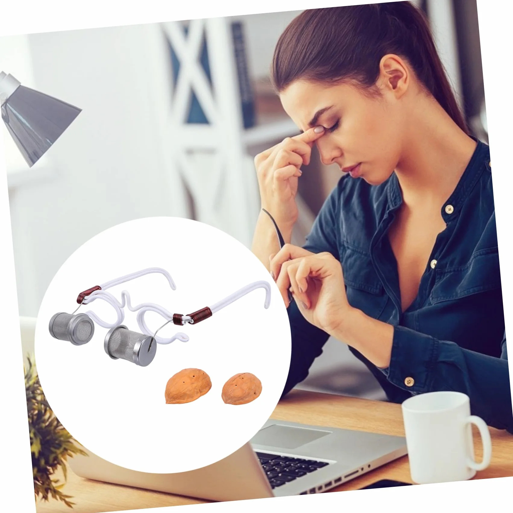 COLLBATH Ergonomiczne Okulary Do Moksoterapii Oczu z Naturalną Łupiną Orzecha Włoskiego i Przenośne Narzędzie Do Pielęgnacji Oczu z Funkcją Moksowania