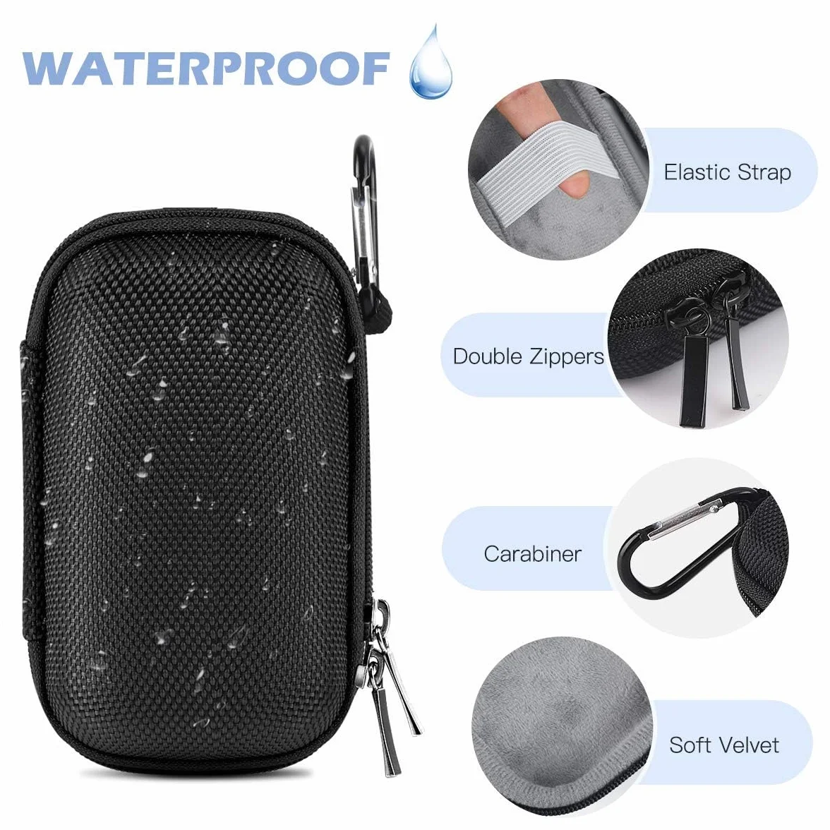 AGPTEK Twarde etui do przechowywania i ochrony Mp3(10cm)/słuchawki/klucz z podwójną siatką i podwójnym zamkiem błyskawicznym do A19/A17 MP3 (rozmiar : 13.2CMx7CMx3.8CM, kompatybilne z 2,4-calowym