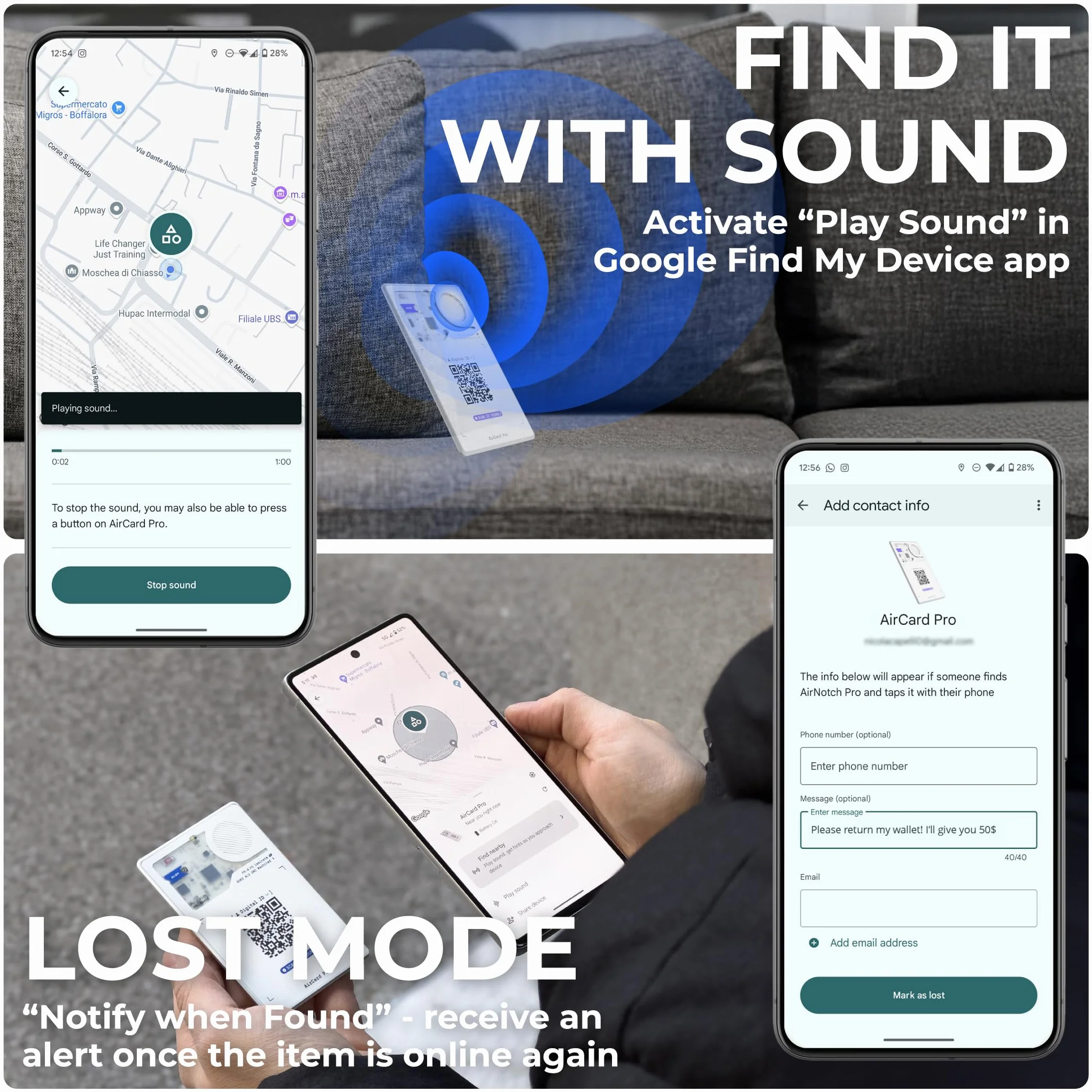 Rolling Square AirCard Pro – lokalizator Bluetooth kompatybilny tylko z systemem Android Google Find Hub – bezprzewodowy tracker ładowania z cyfrowym identyfikatorem, portfel i paszport wyszukiwarka