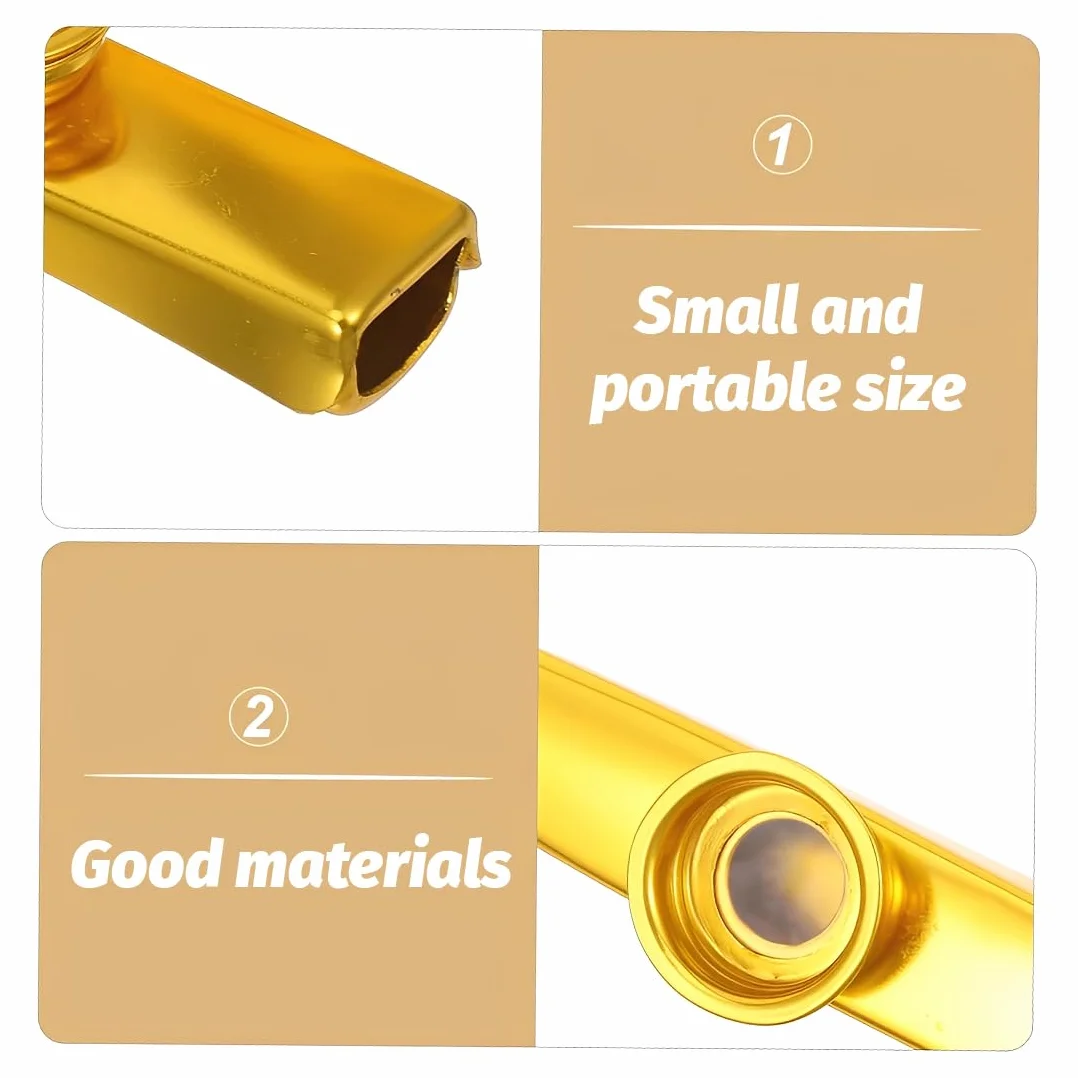 Gold Kazoo Instrument Profi, z 10 membranami Kazoo, osłona ochronna i rurka, do ukulele, gitary, towarzyszenie początkującym, kreatywność