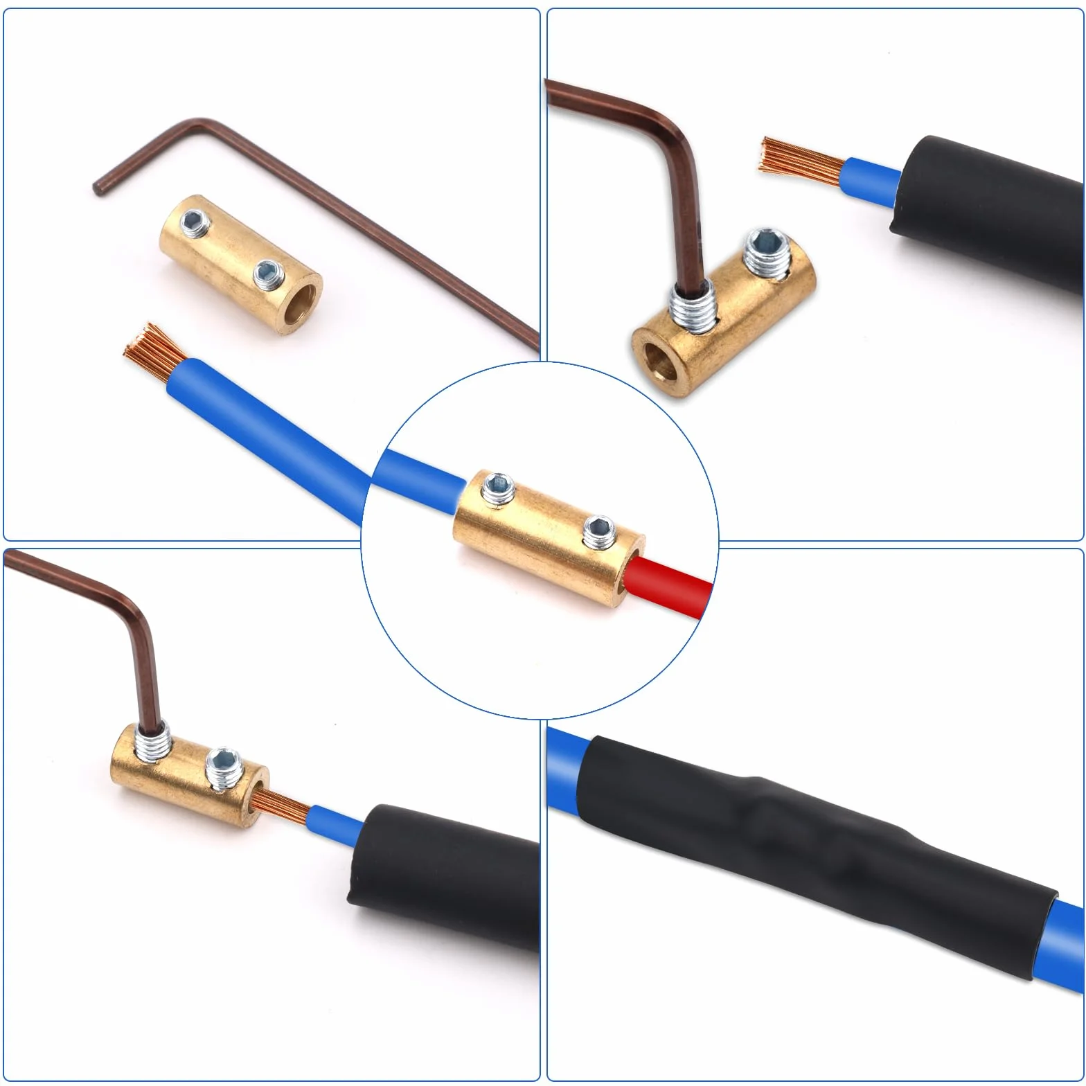 10 szt. 6 AWG Zestaw Nakretek Zlacza Przewodu, 60 A Laczenie Szybkie Zlacze Kablowe Wodoodporne Zlacze Obwodu ze Srubami i Termokurczliwa Rurka