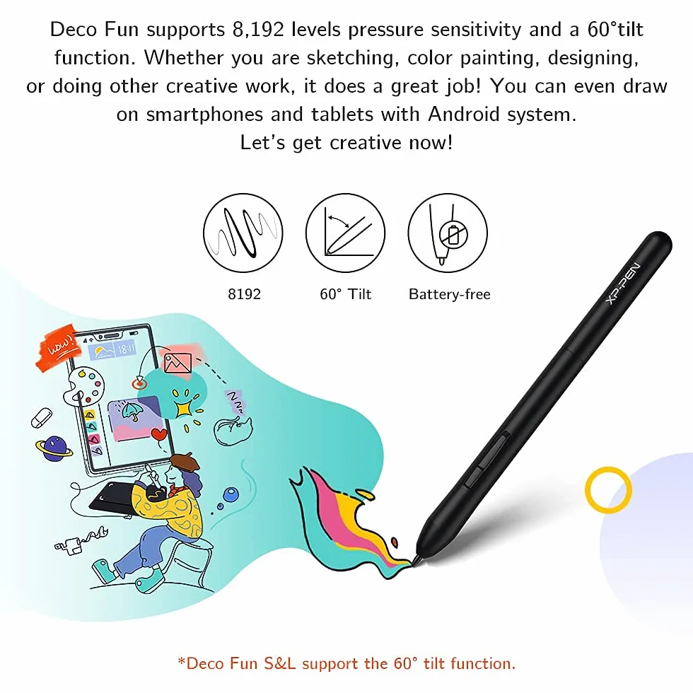 XP-PEN Deco Fun S cyfrowy tablet do rysowania 15,2 x 10,2 cm (6 x 4 cali) do OSU Rysowanie i edycja zdjęć, digitizer P01, bez baterii, kompatybilny z Mac, Windows i Android