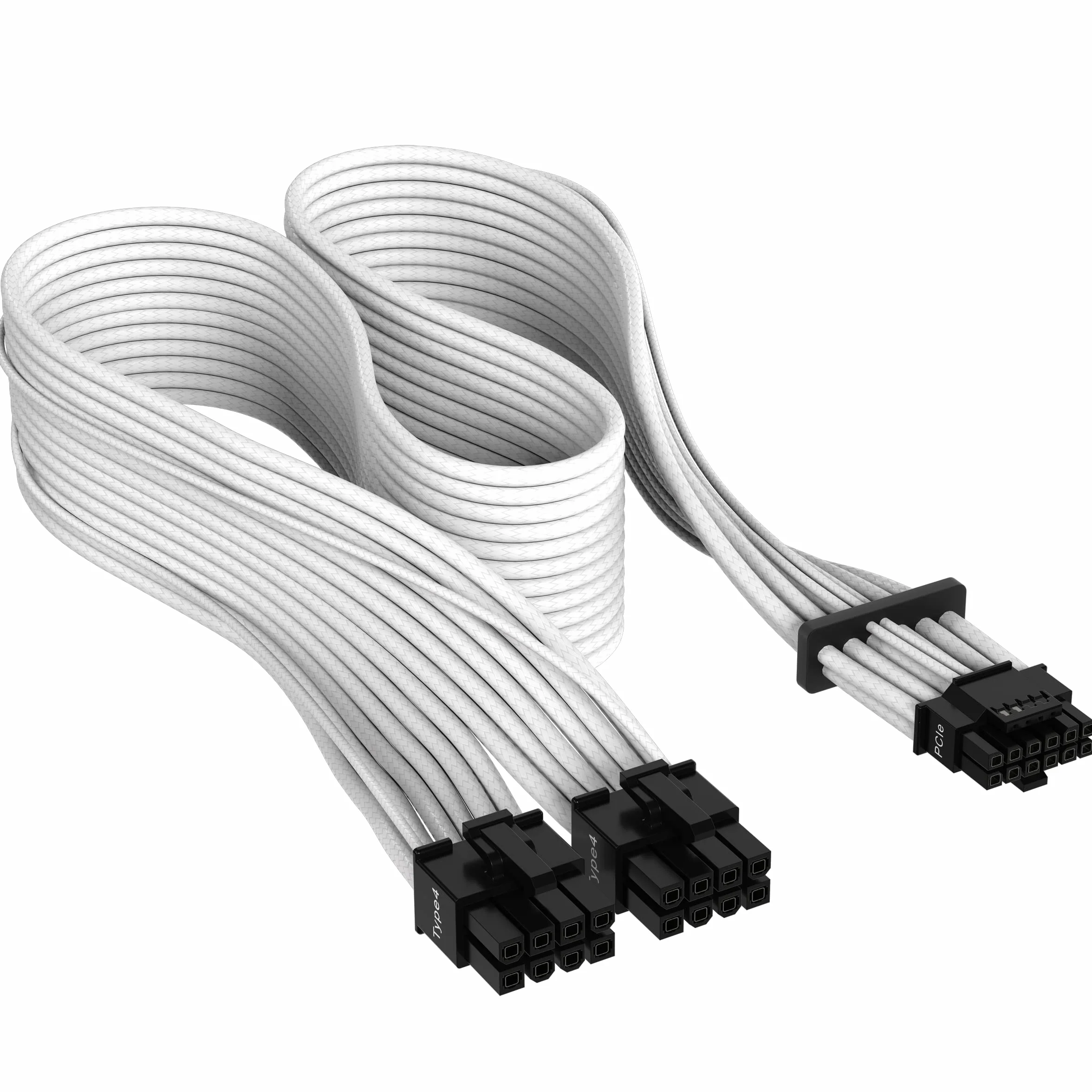 Corsair Premium 600 W PCIe 5.0 / Gen 5 12VHPWR Kabel zasilający - Nadaje się do zasilaczy typu 4 poprzez podwójne 8-pinowe złącze PCIe - 12+4-pinowe złącze - Biały