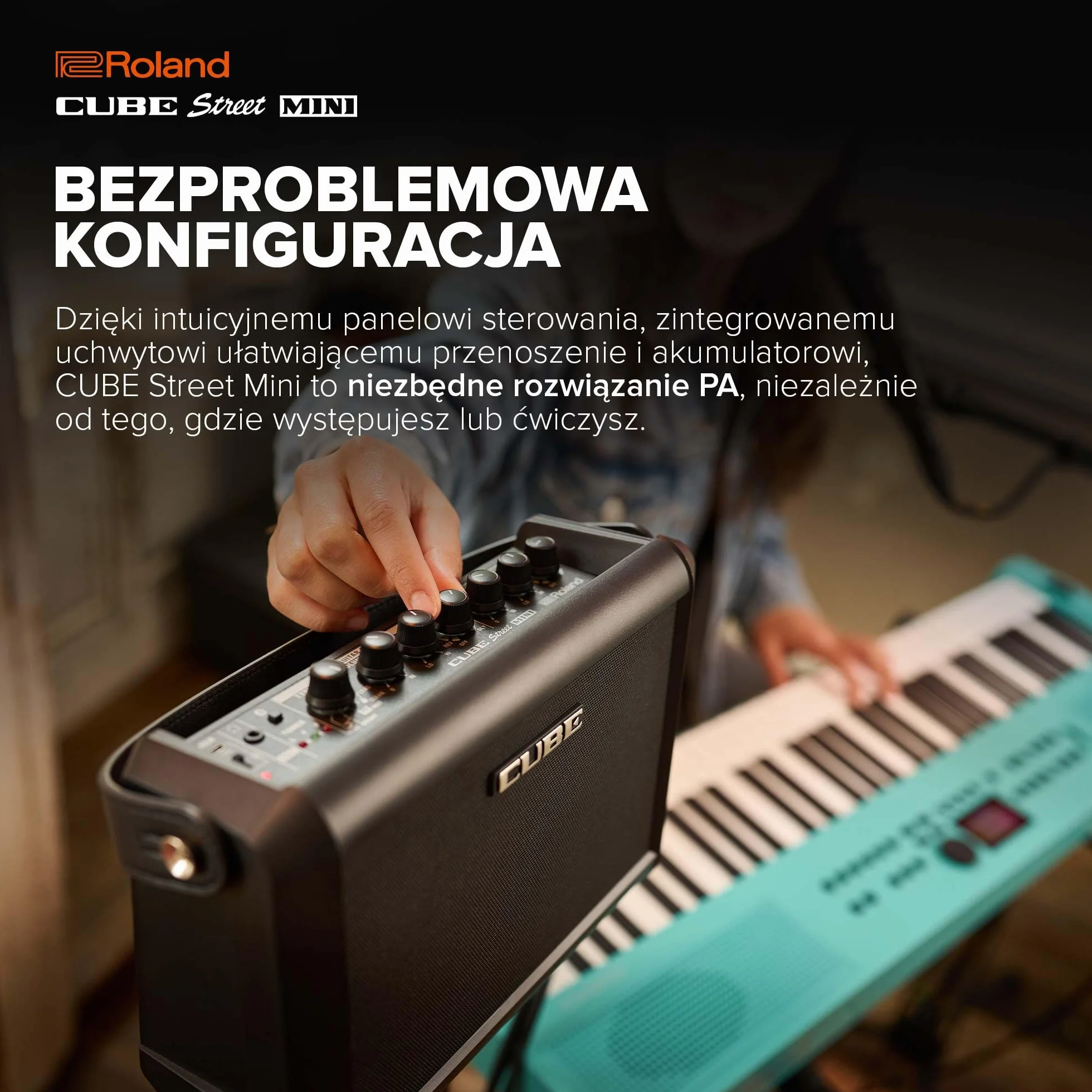 Roland CUBE Street Mini Ultrakompaktowy Wzmacniacz do 7 godzin Pracy na Baterii Wbudowane Efekty
