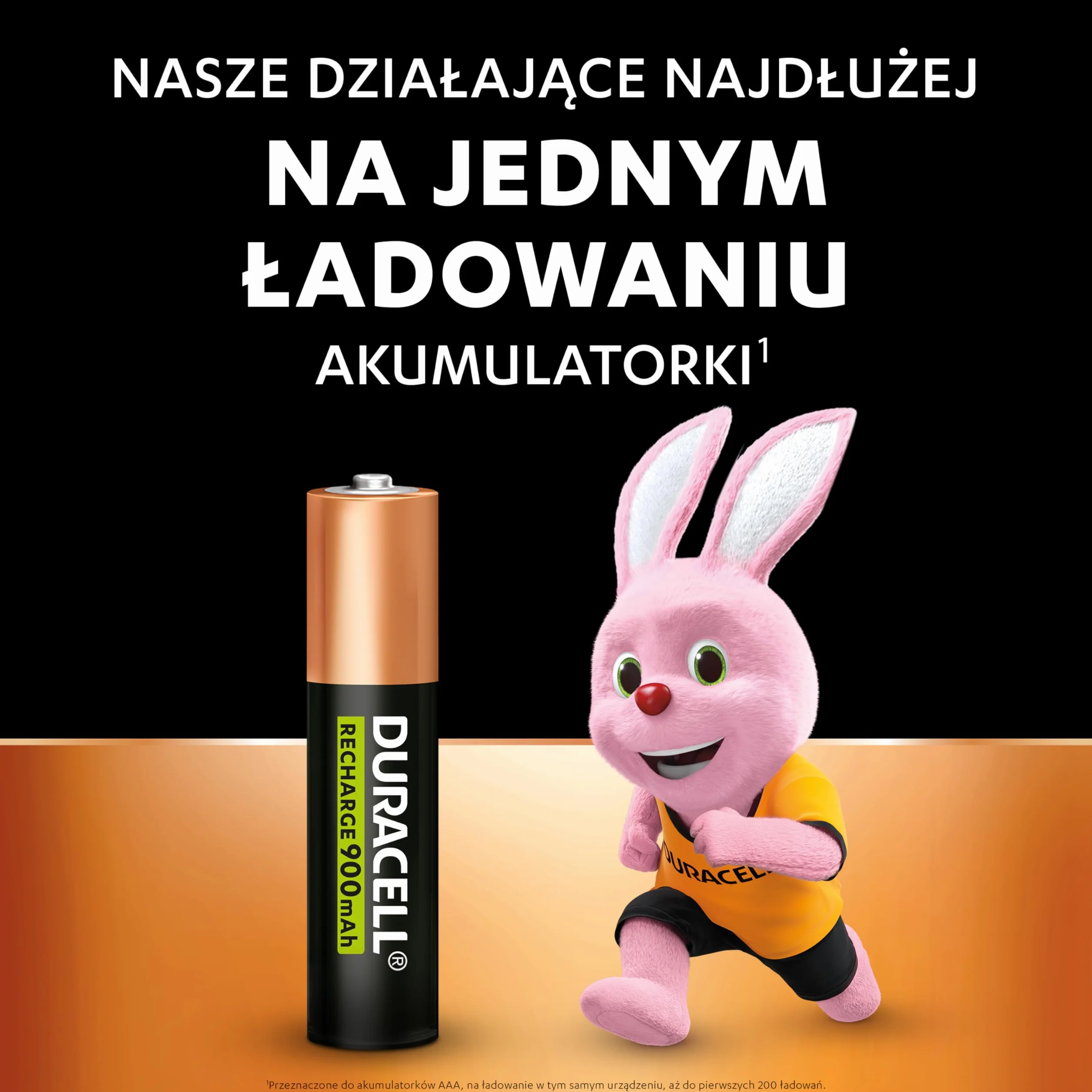 Duracell Akumulatorki Rechargeable, 4 szt., AAA 900 mAh NiMH, Fabrycznie naładowane, Nasze działające najdłużej akumulatorki z opakowaniem w 100% nadającym się do recyklingu, nie zawiera plastiku