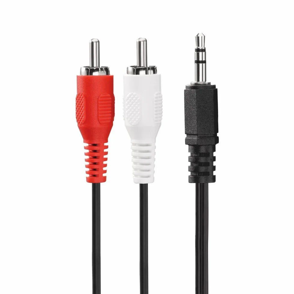 HDSupply LP-AC030-025 Audio Stereo przedłużacz 2 x wtyczka cinch na wtyczkę 3,5 mm 2,50 m, czarny