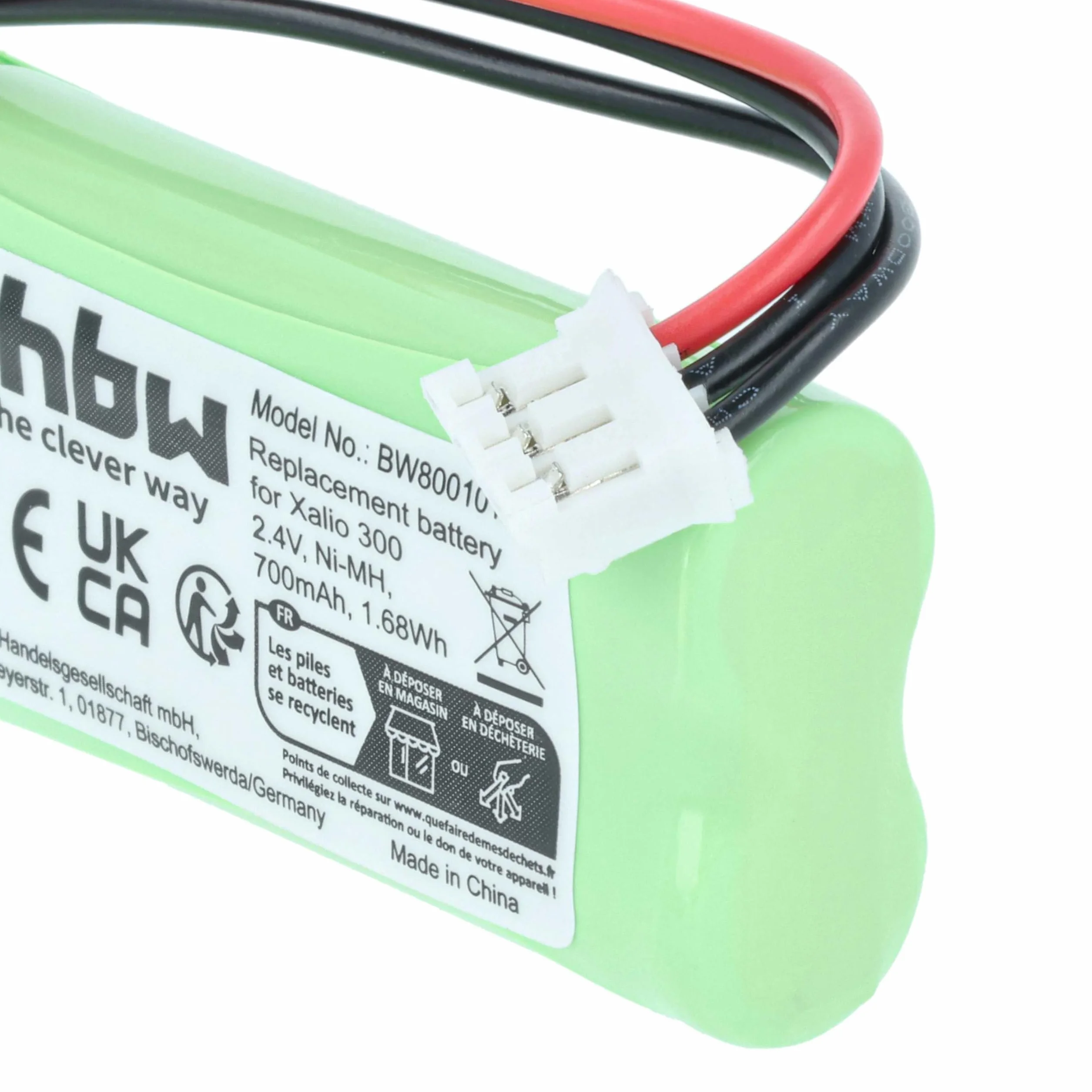 vhbw NiMH akumulator 600 mAh (2,4 V) do bezprzewodowego telefonu stacjonarnego Philips Xalio 300, 300 DECT jak 2HR-AAAU, H-AAA600X2, H-AAA500X2.
