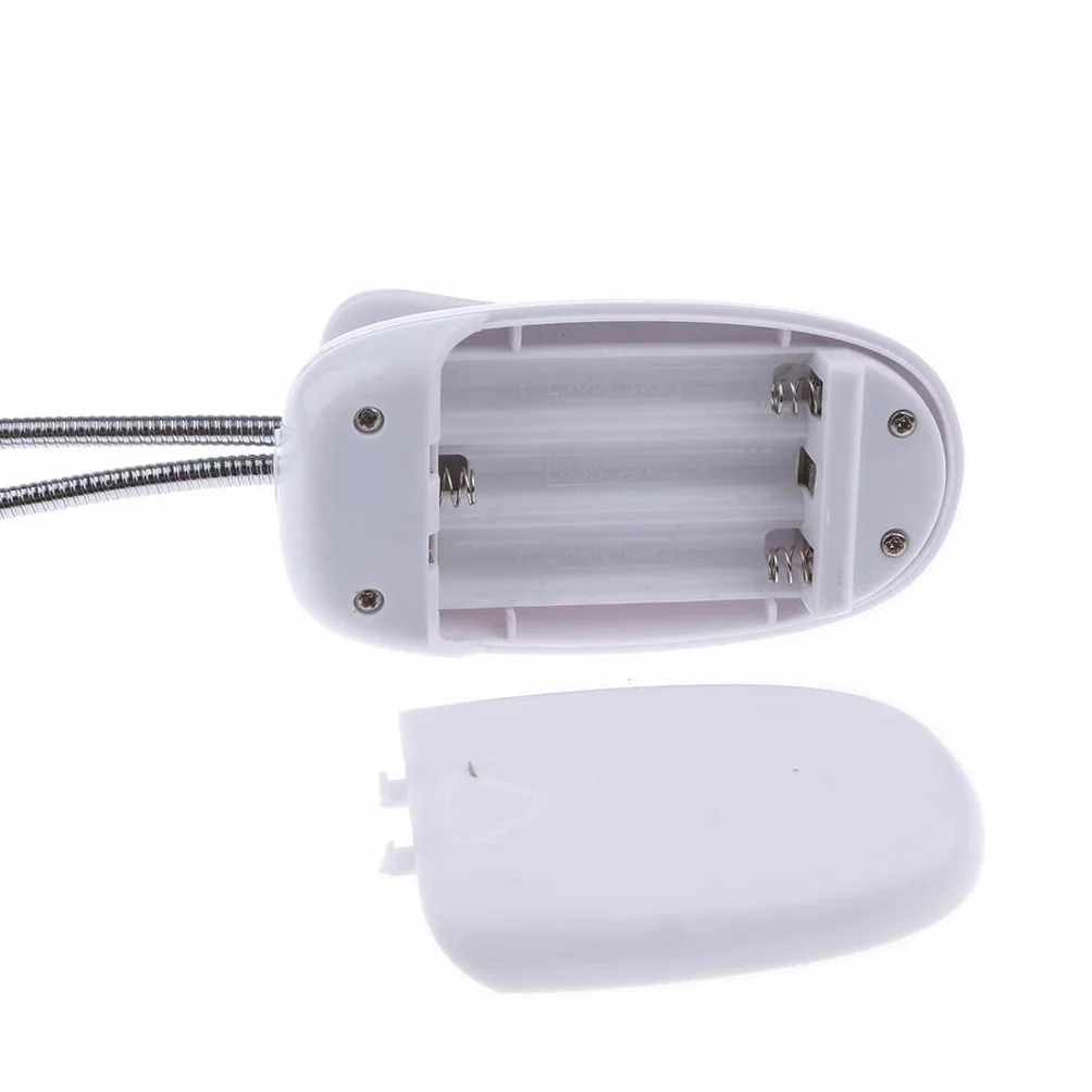 Elastyczny 4 LED 2-ramienny stojak muzyczny nuta oświetlenie lampy 29 cm - biały, jak opisano