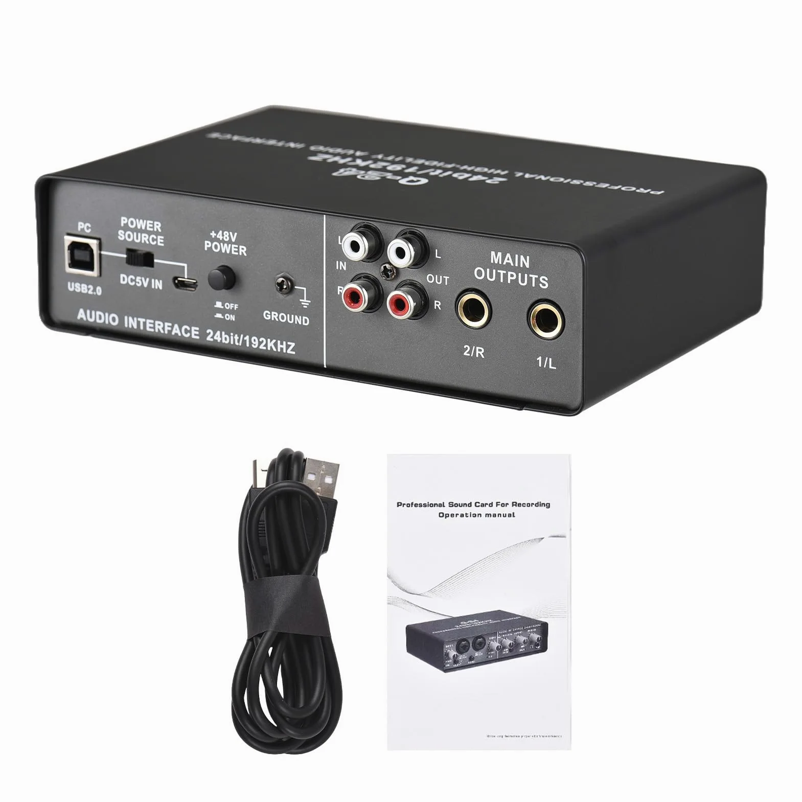 Interfejs audio USB do nagrywania profesjonalnej karty dźwiękowej z 48V Phantom Power Loop Back USB Zewnętrzna karta dźwiękowa wtyczka i odtwarzaj monitorowanie 0-letni dla