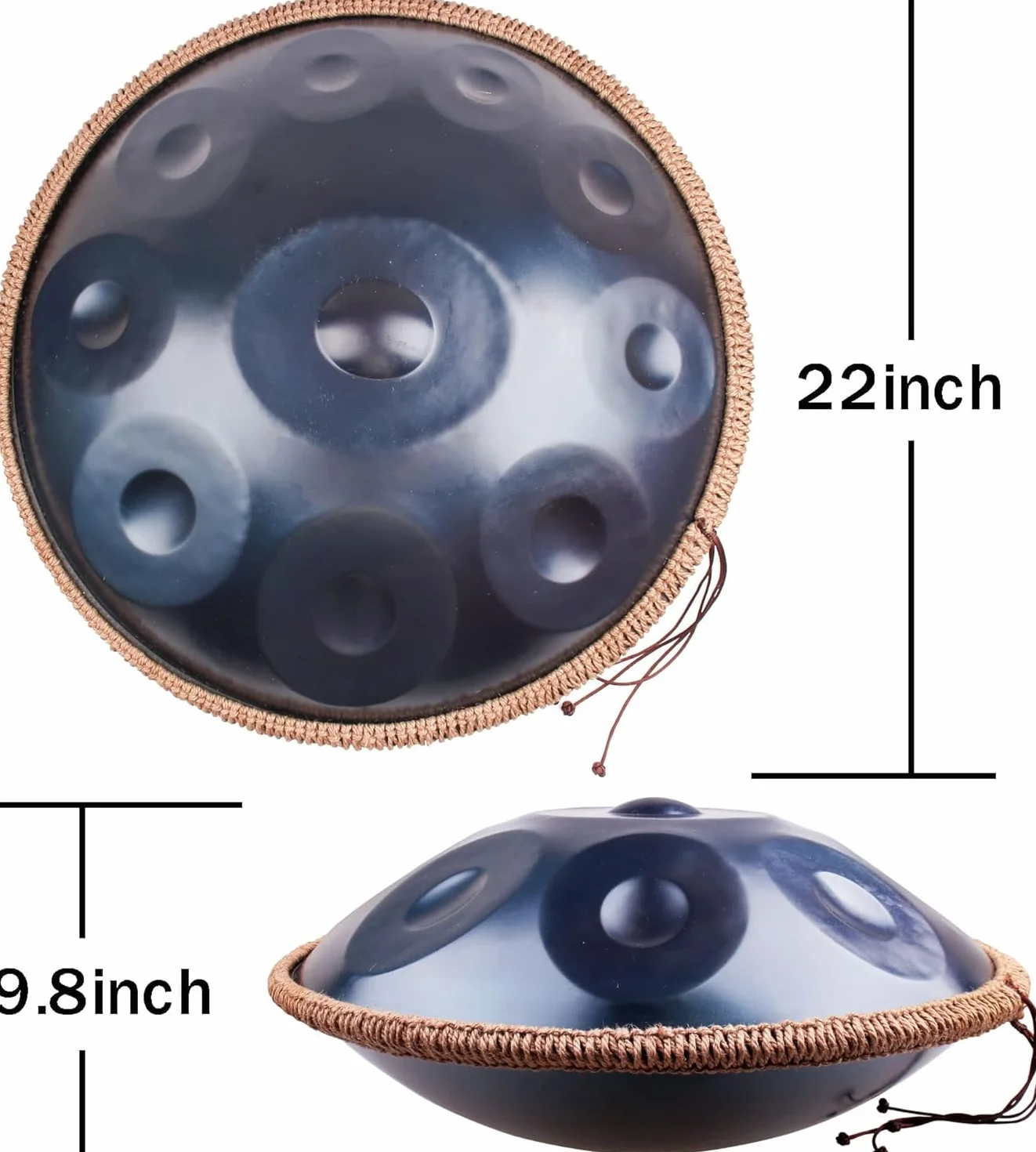 Handpan 432 Hz stalowa bębenka 10 dźwięków 56 cm D-moll z torbą i uchwytem do terapii dźwiękiem medytacji