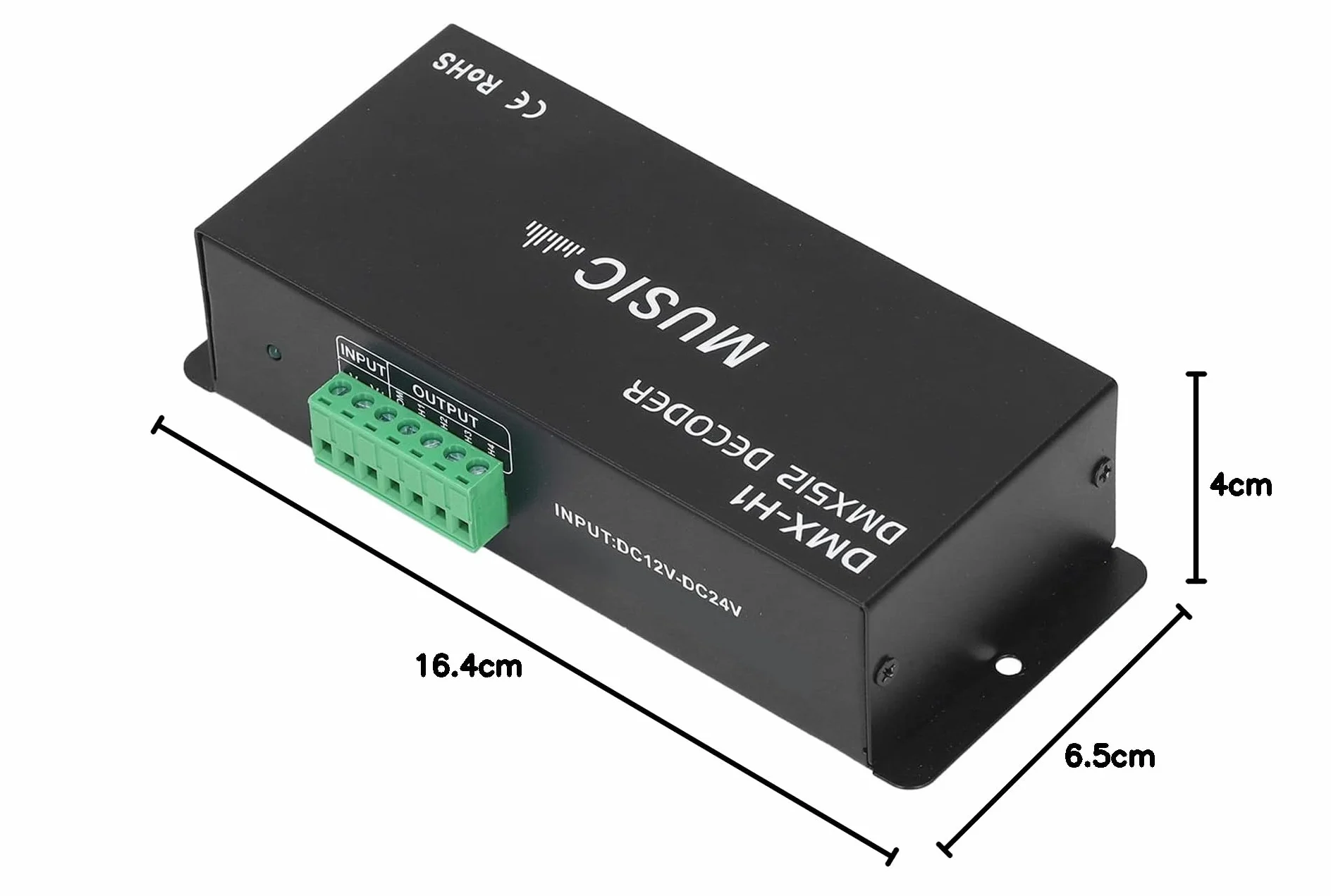 Kontroler Dekodera DMX 512 LED, 4-kanałowy Sterownik RGBW LED Strip Light DC12V-24V z Angielską Instrukcją Obsługi do Regulacji Koloru światła(8A na kanał)